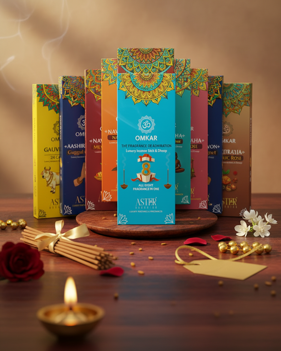 Omkar Luxury Incense Stick Combo Box – 8 Divine Fragrances in 1