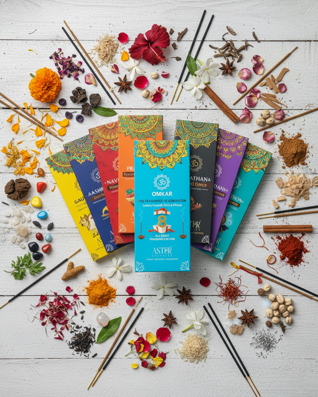 Omkar Luxury Incense Stick Combo Box – 8 Divine Fragrances in 1