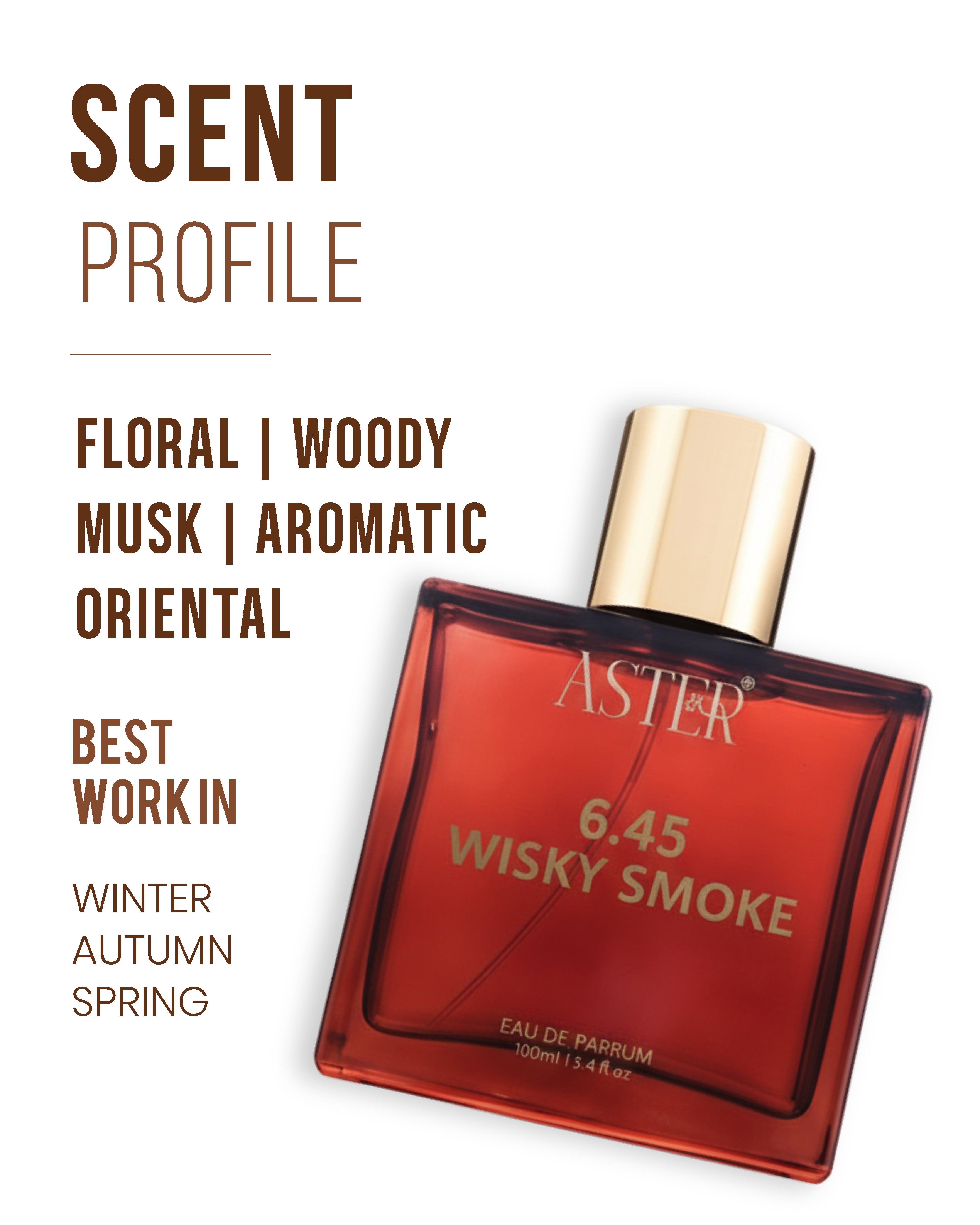 6.45 Wisky Smoke EDP for Men 100ml - Aster Organics