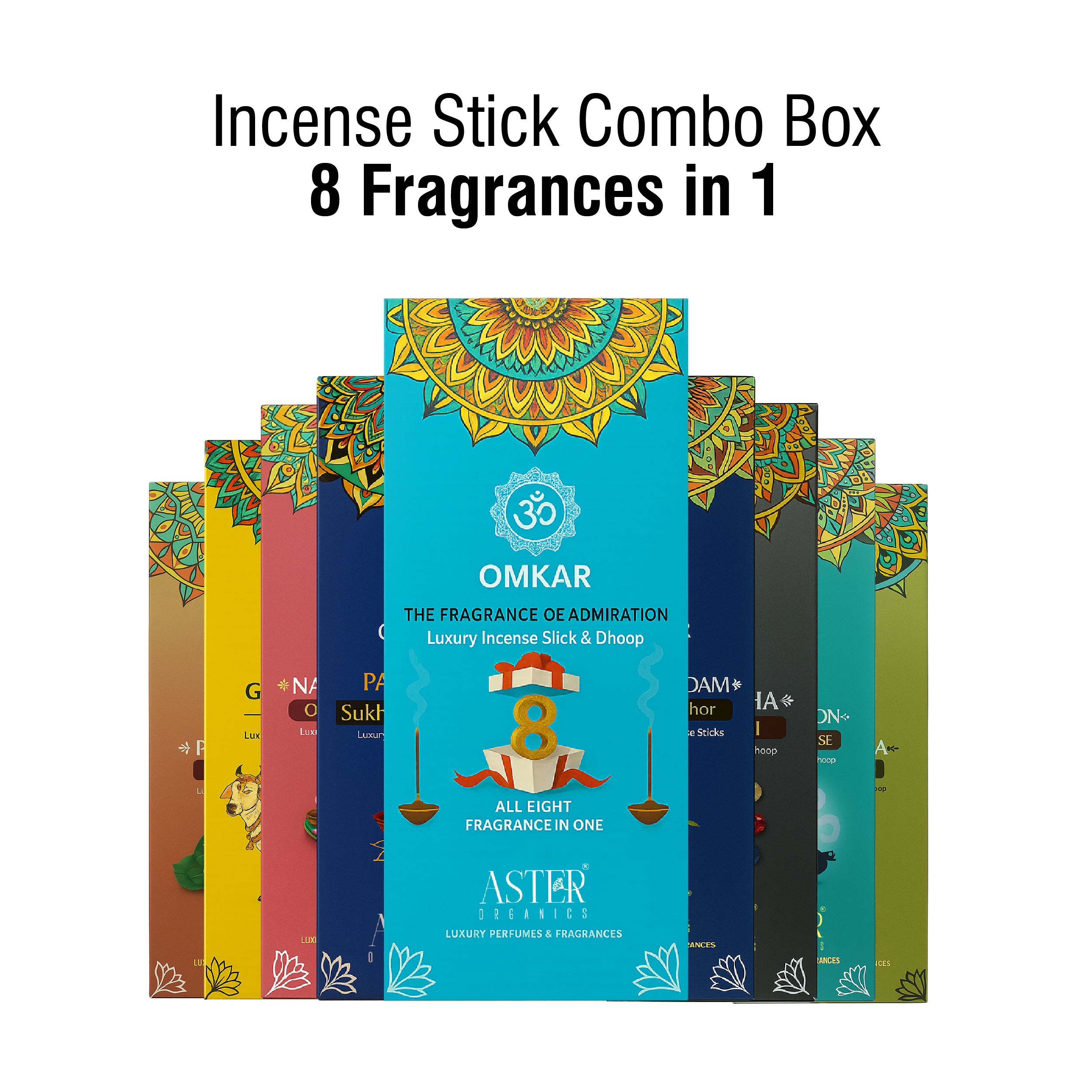Omkar Luxury Incense Stick Combo Box – 8 Divine Fragrances in 1