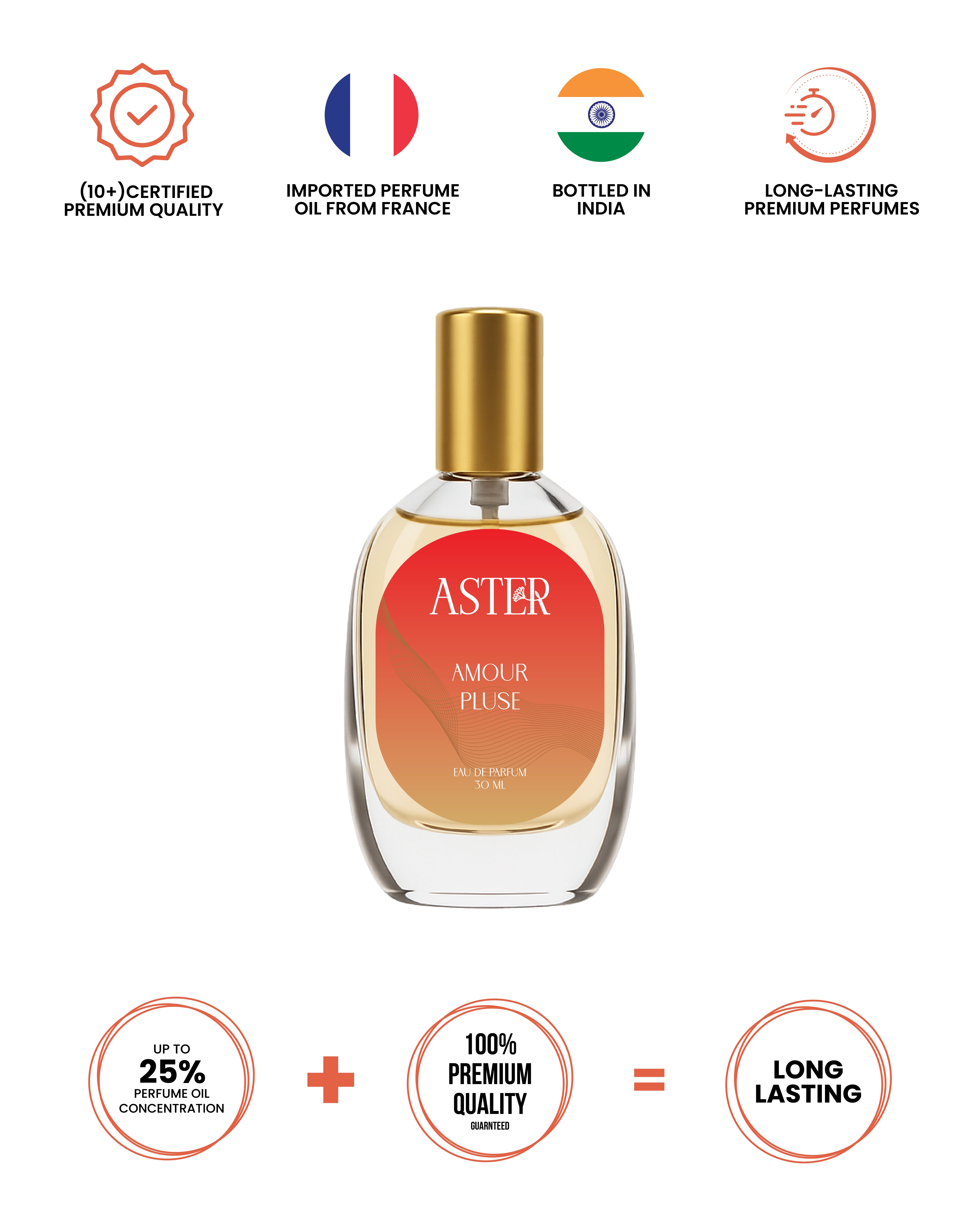 100% Organic Amour Pluse for Oud 30ml perfume bottle