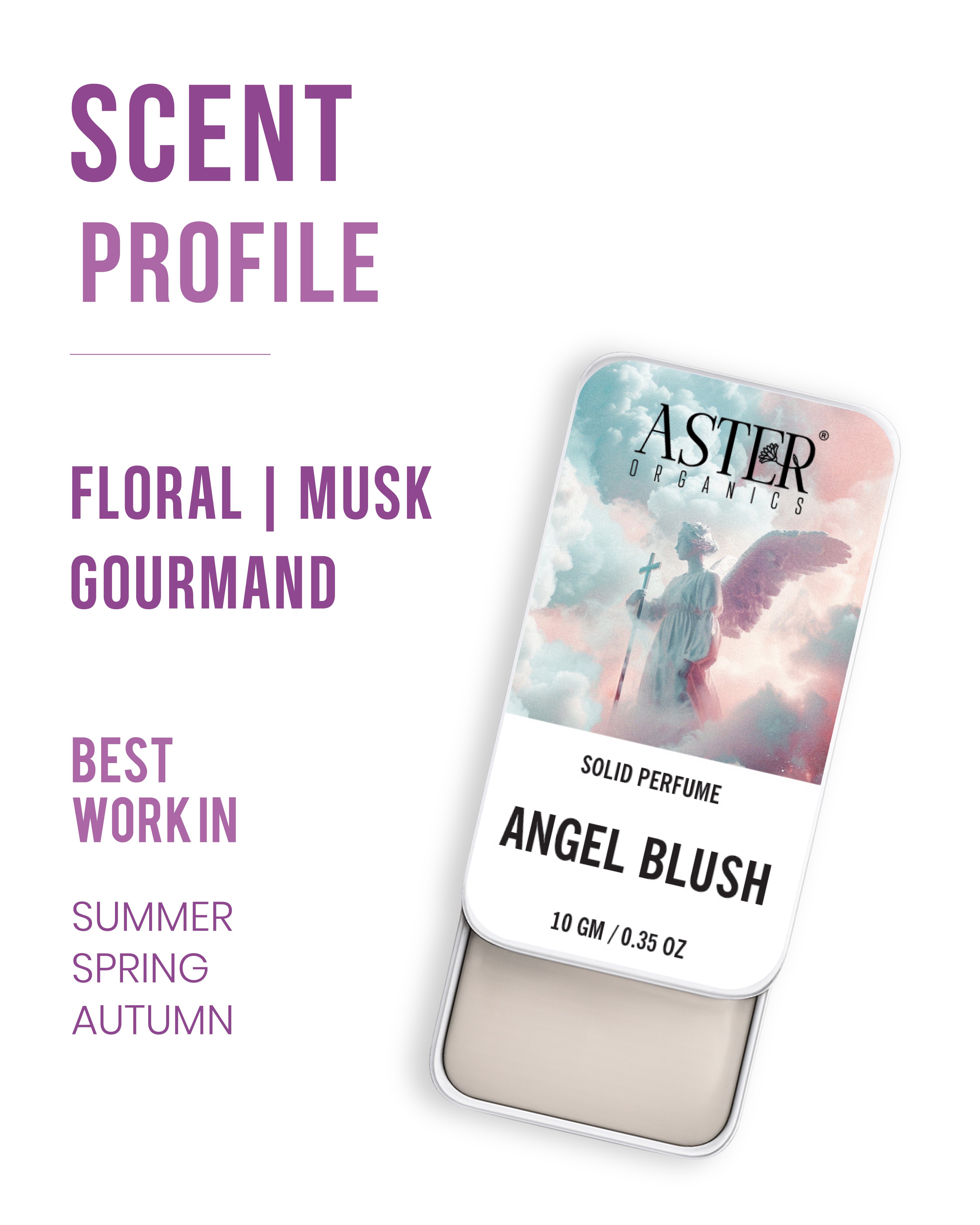 Angel Blush solid perfume compact with a delicate pink blush hue.
