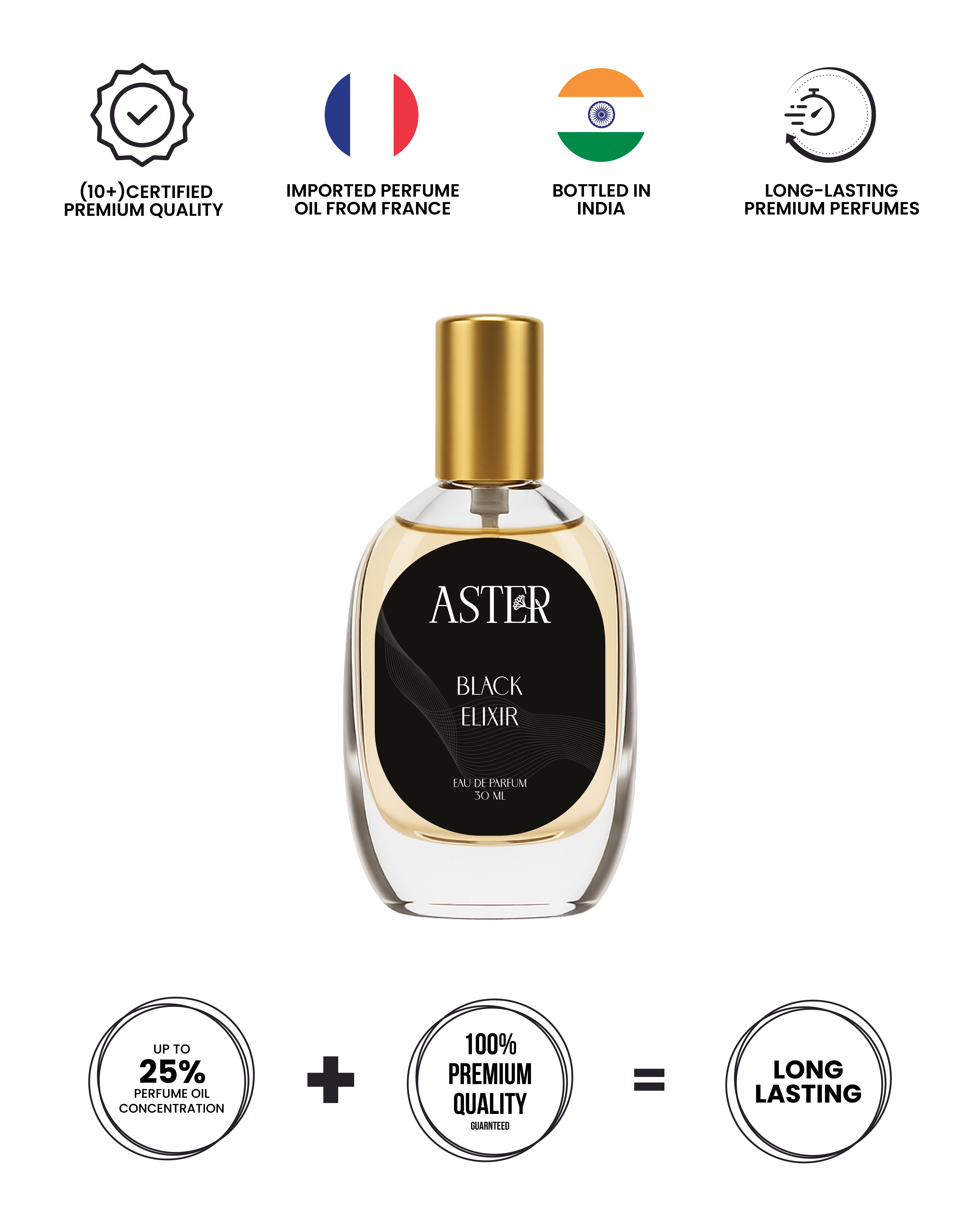 Bottle of 100% organic black elixir for unisex, 30ml