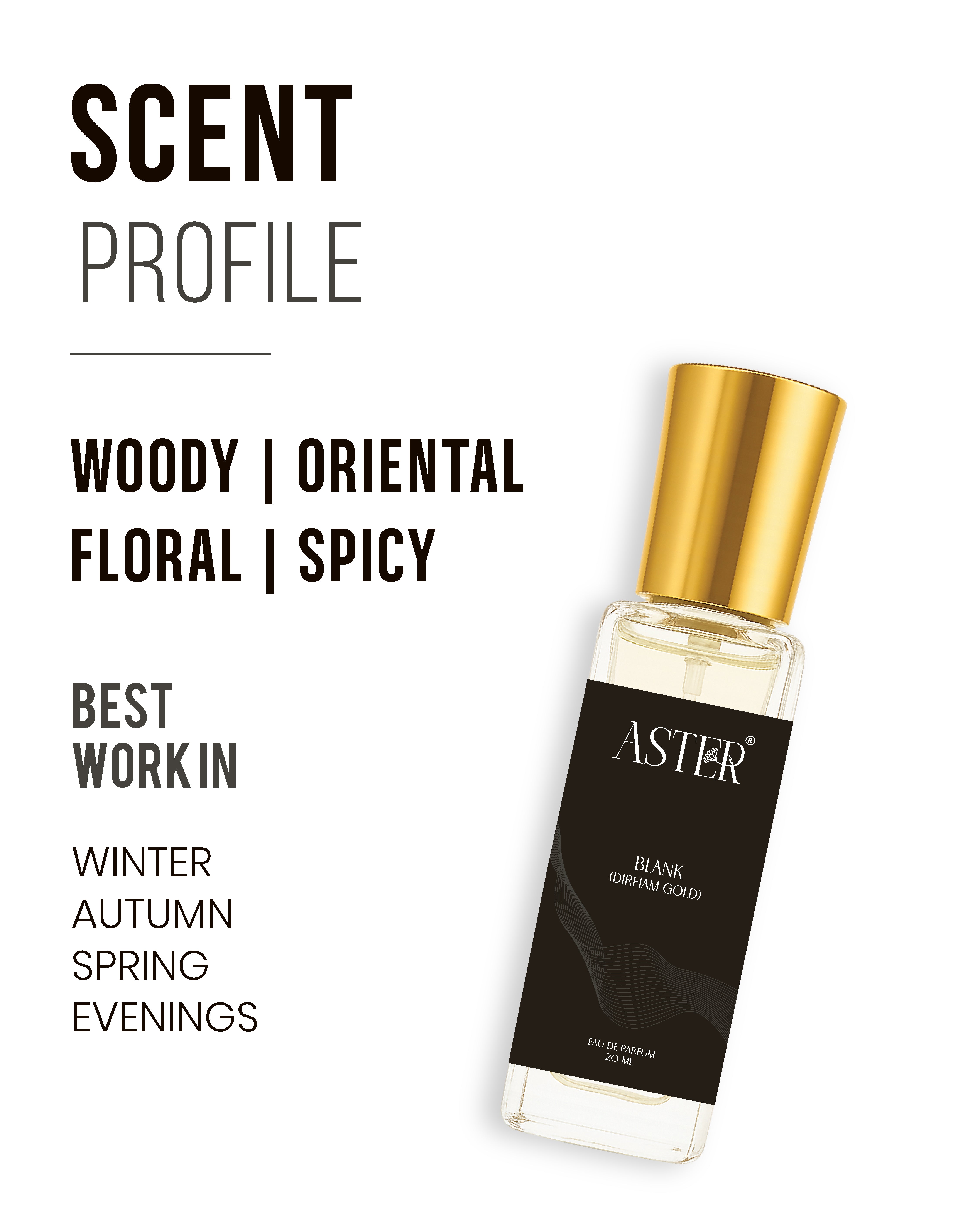 Blank Dirham Gold EDP for Unisex 20ml perfume bottle