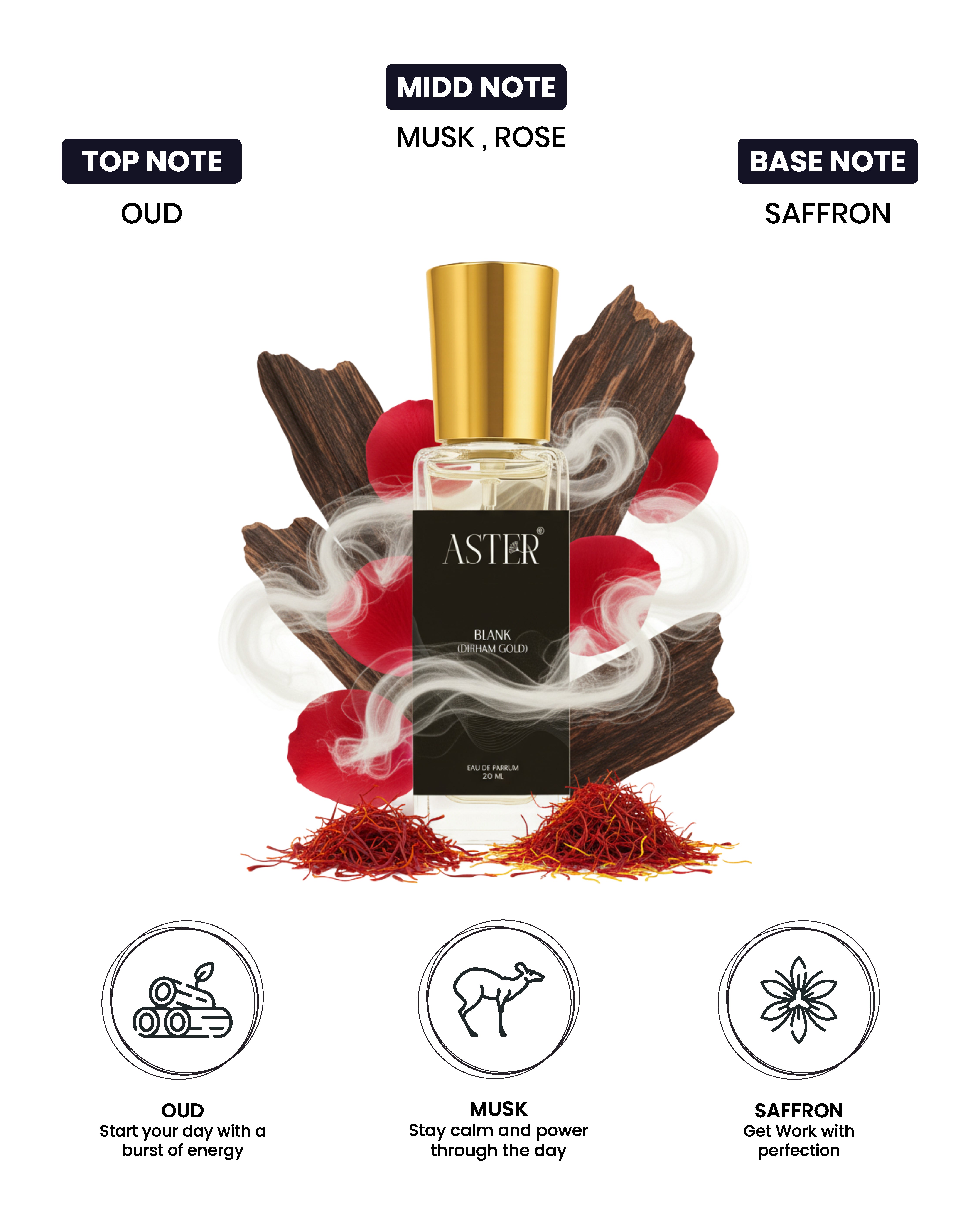 Blank Dirham Gold EDP for Unisex 20ml spray bottle