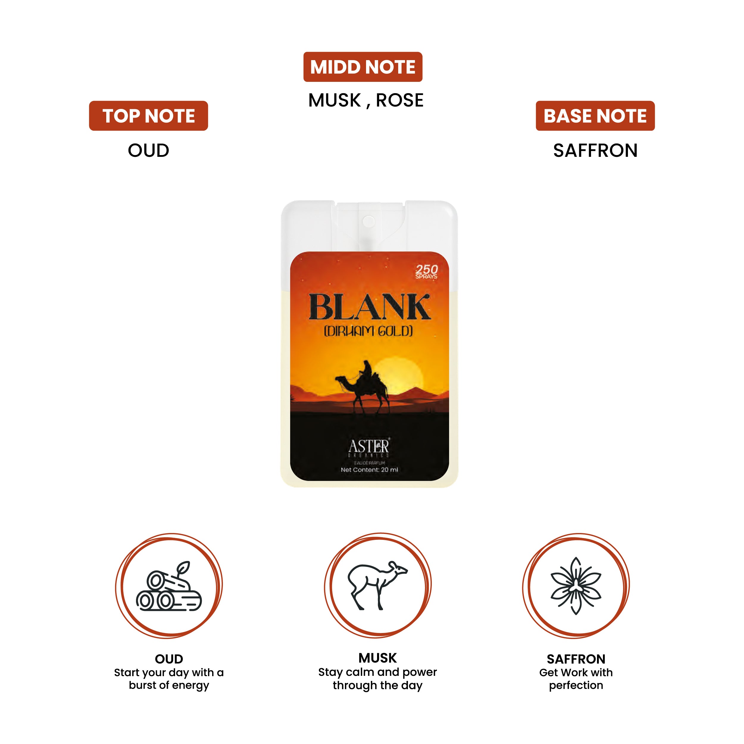 Blank (Dirham Gold) Pocket Perfume for Unisex 20ml