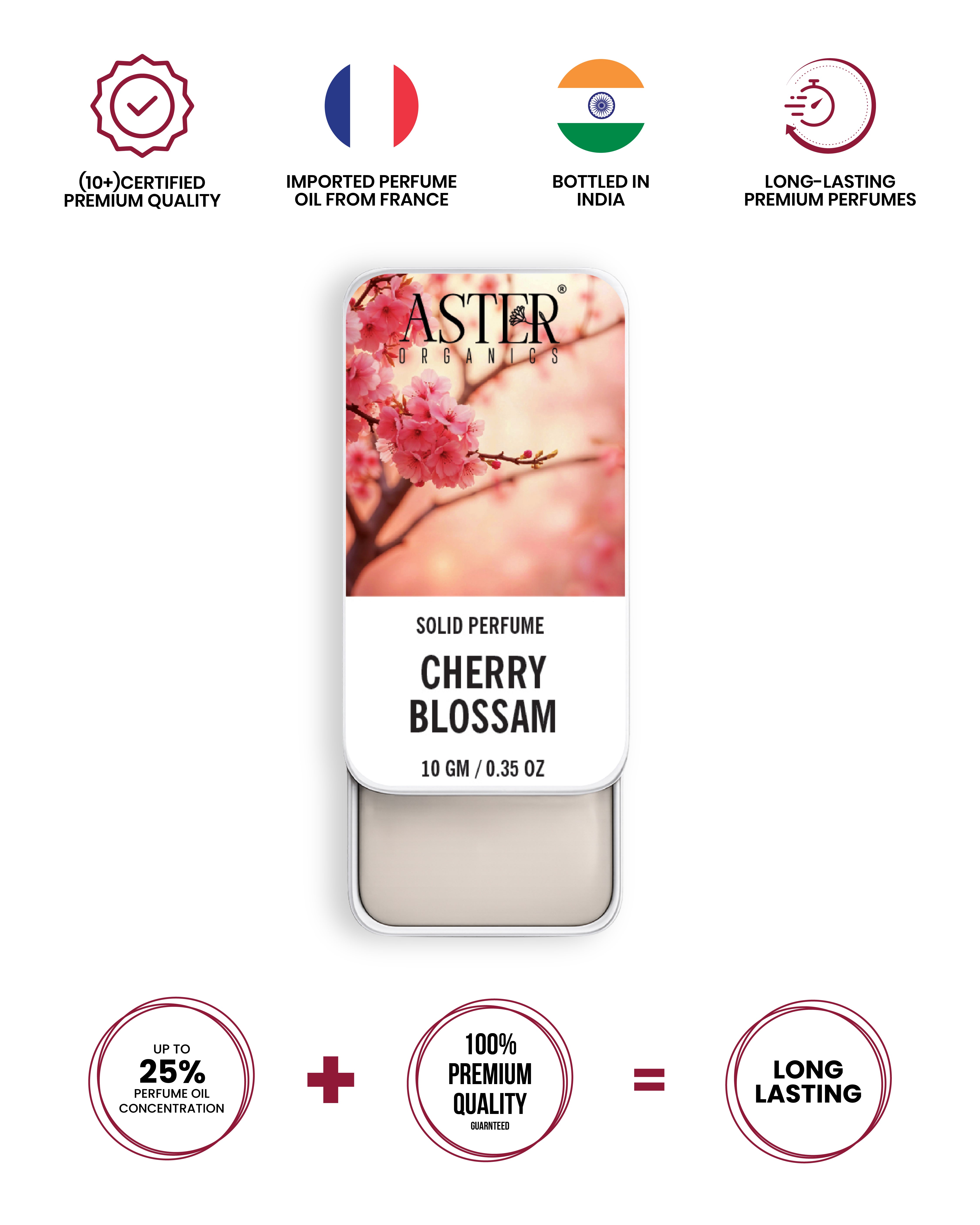 Cherry blossom solid perfume compact with floral scent detail.