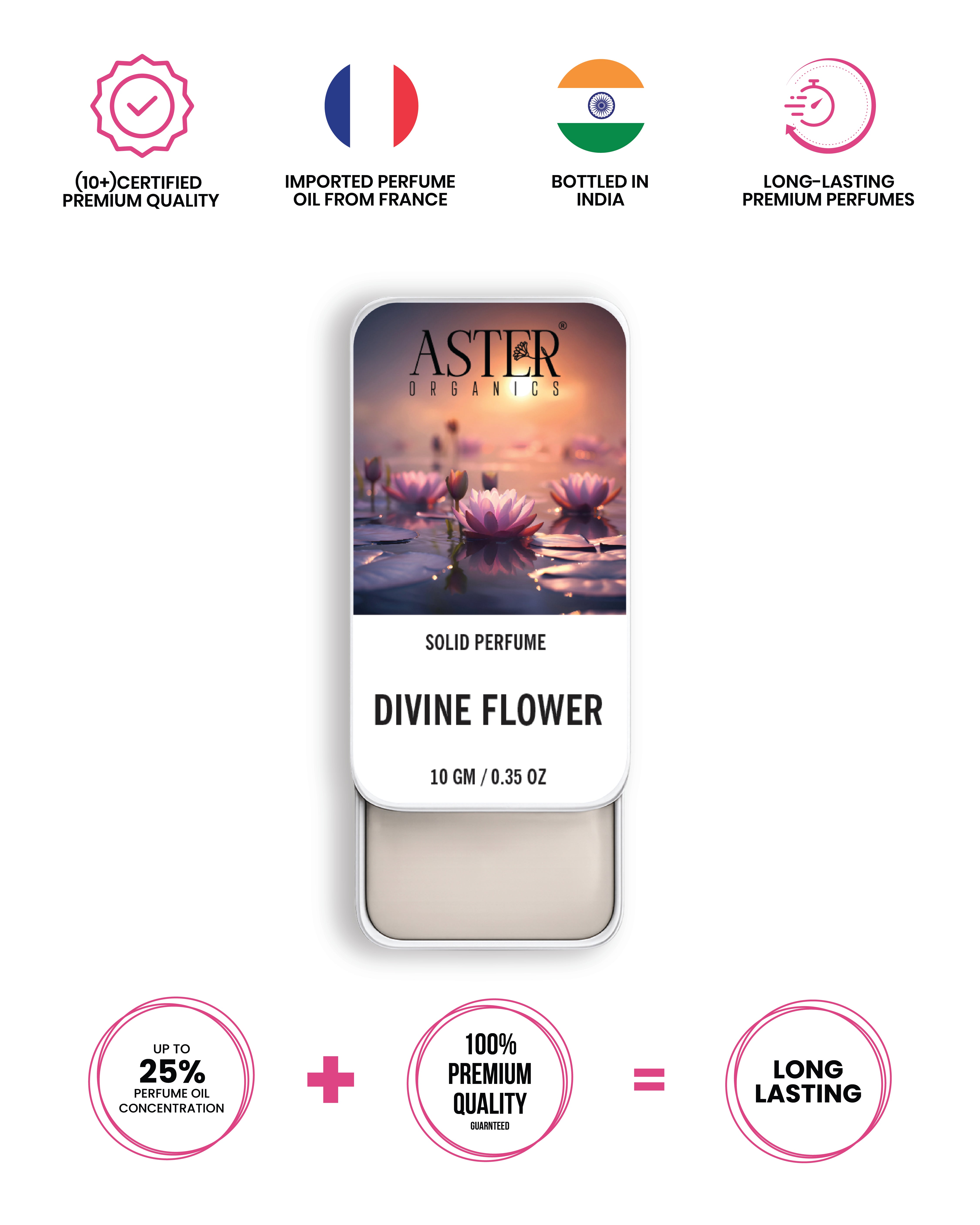 Divine Flower solid perfume compact with floral design.