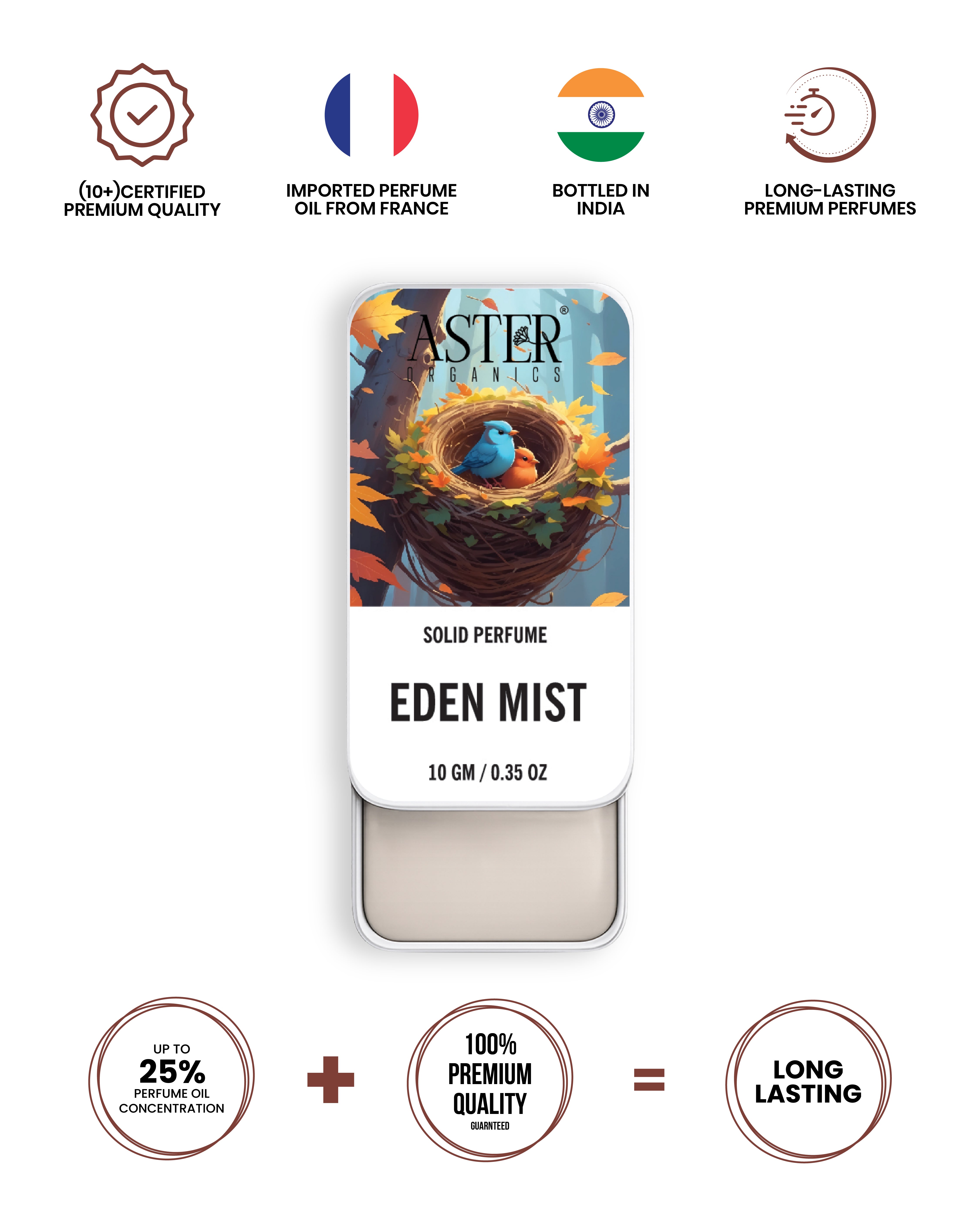 Eden Mist solid perfume for men in a small, portable tin.