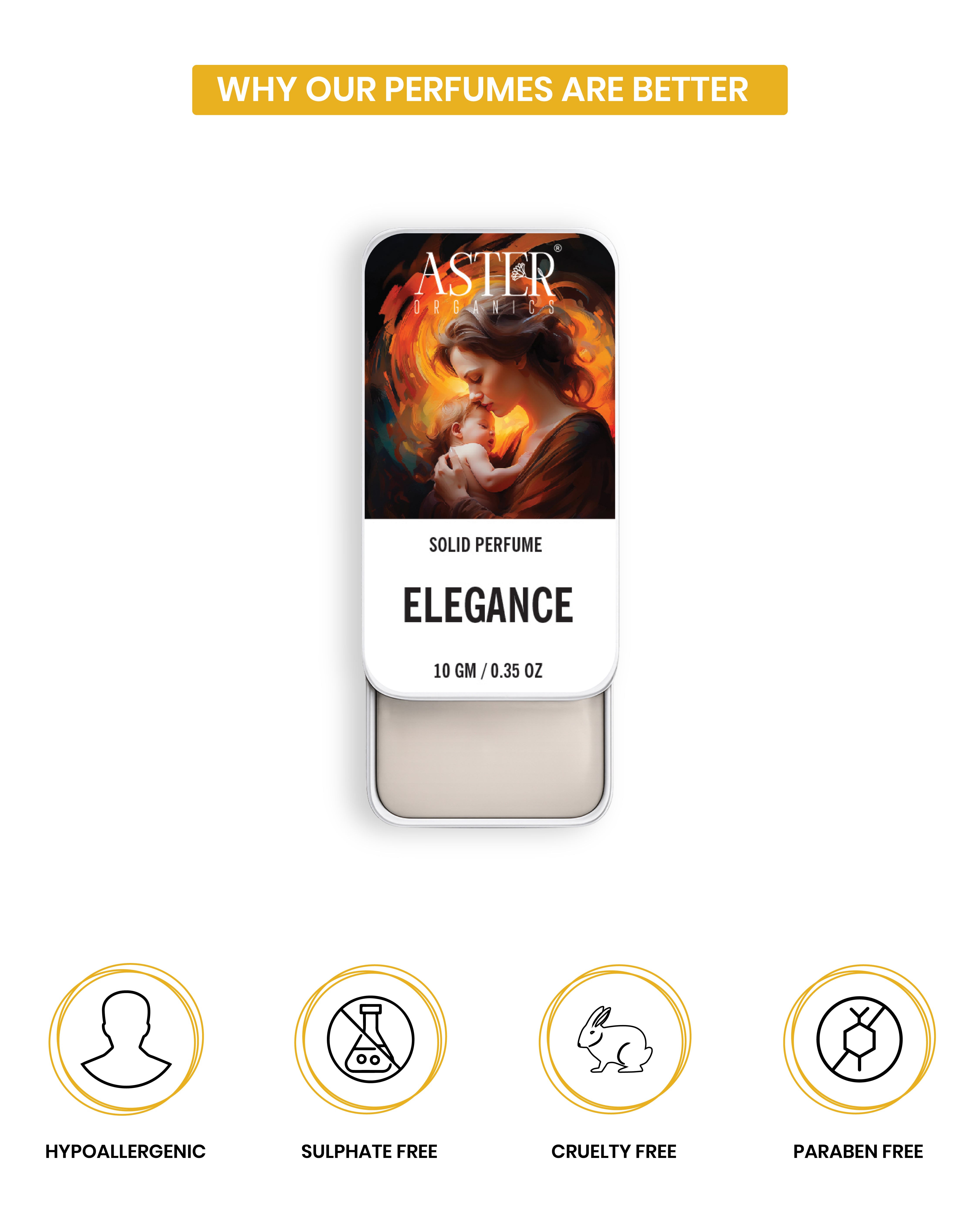 Elegance Solid Perfume for Women in a decorative metal tin.