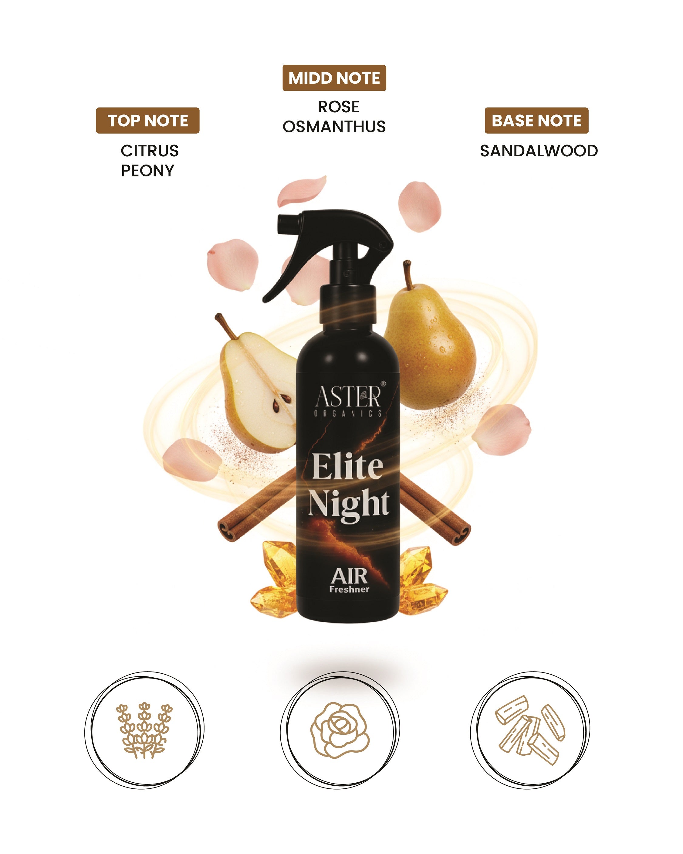 Elite Night air freshener bottle with a dark, elegant label.