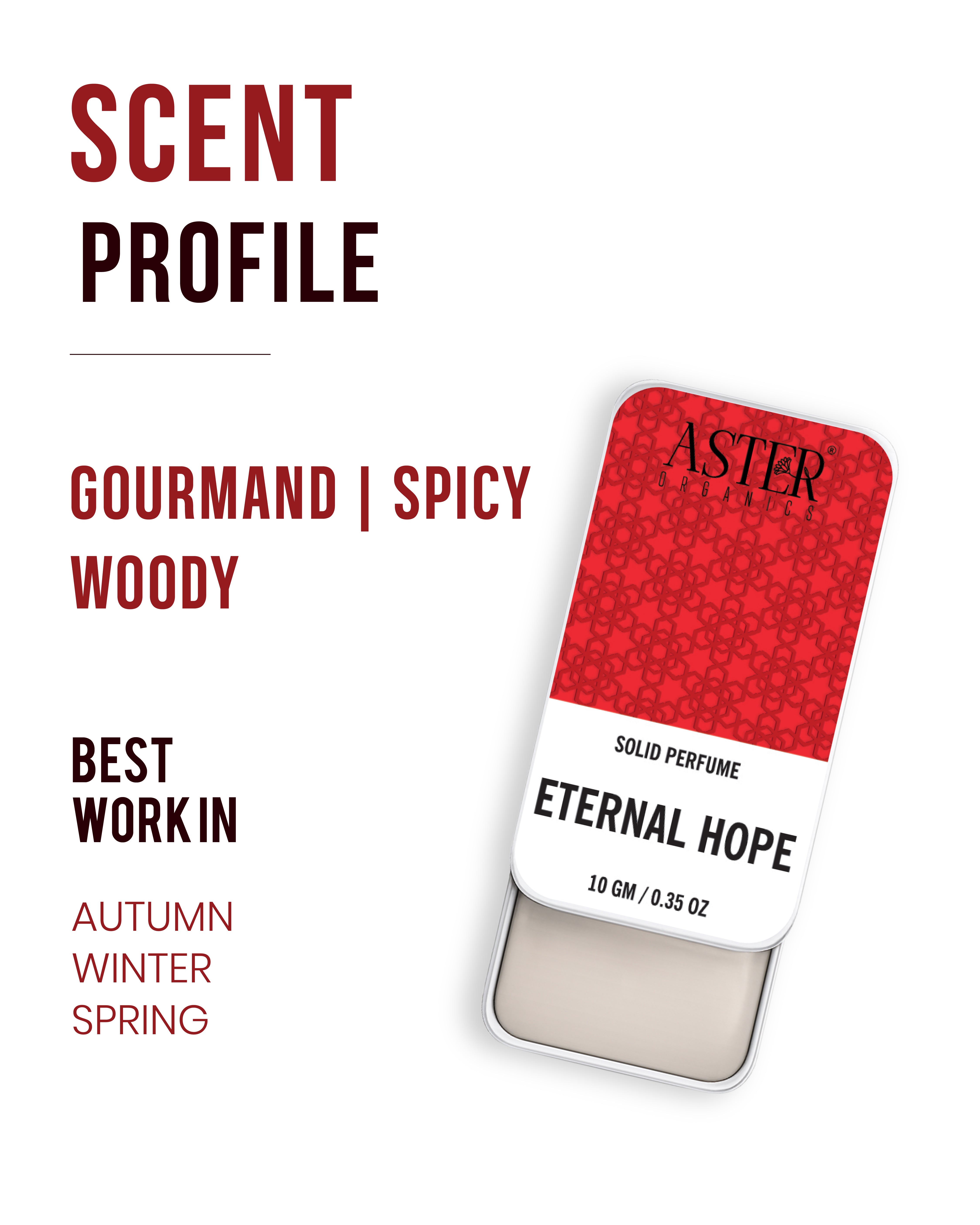Eternal Hope solid perfume for women, a small tin with floral design.