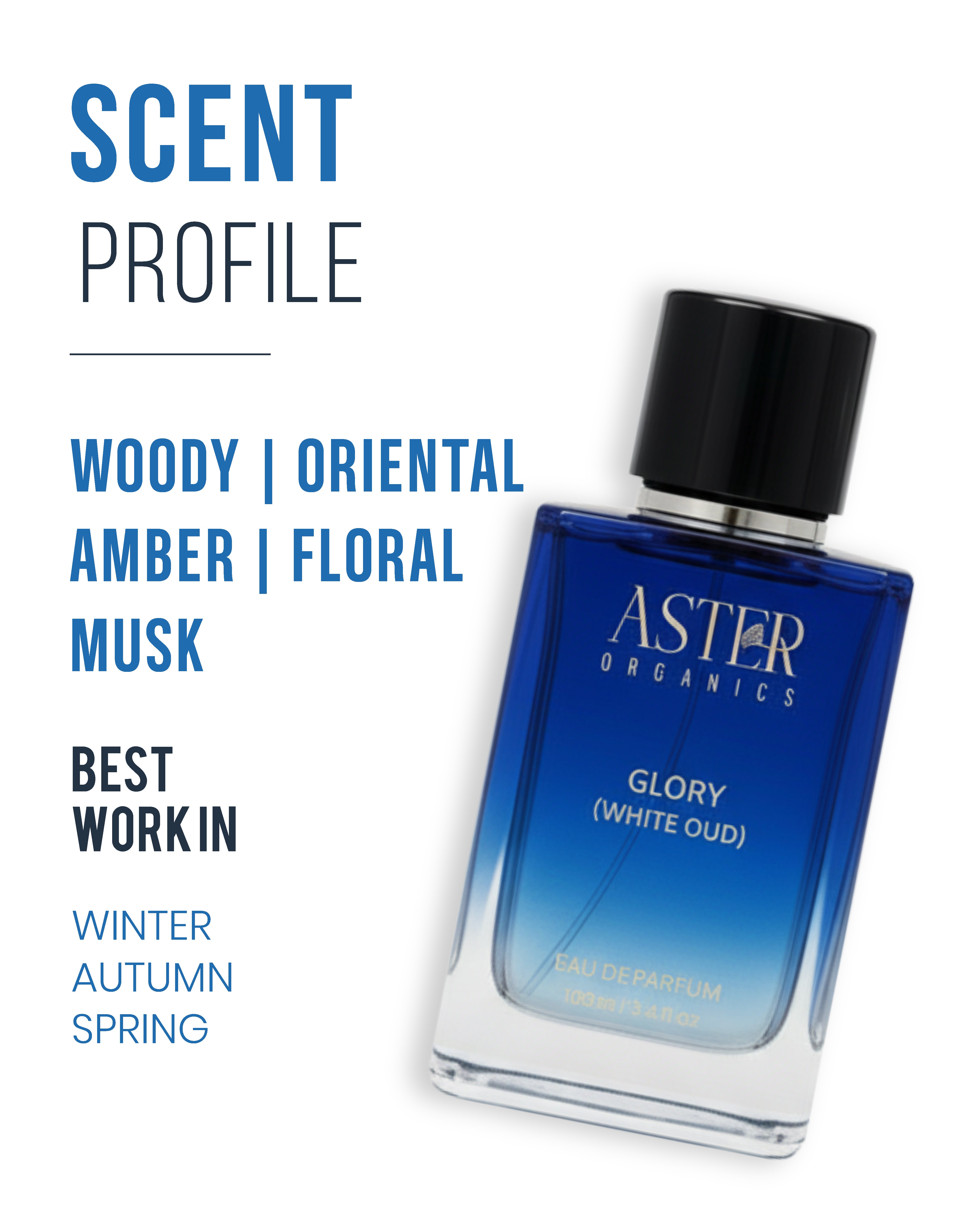 White Oud EDP perfume bottle, Glory 100ml
