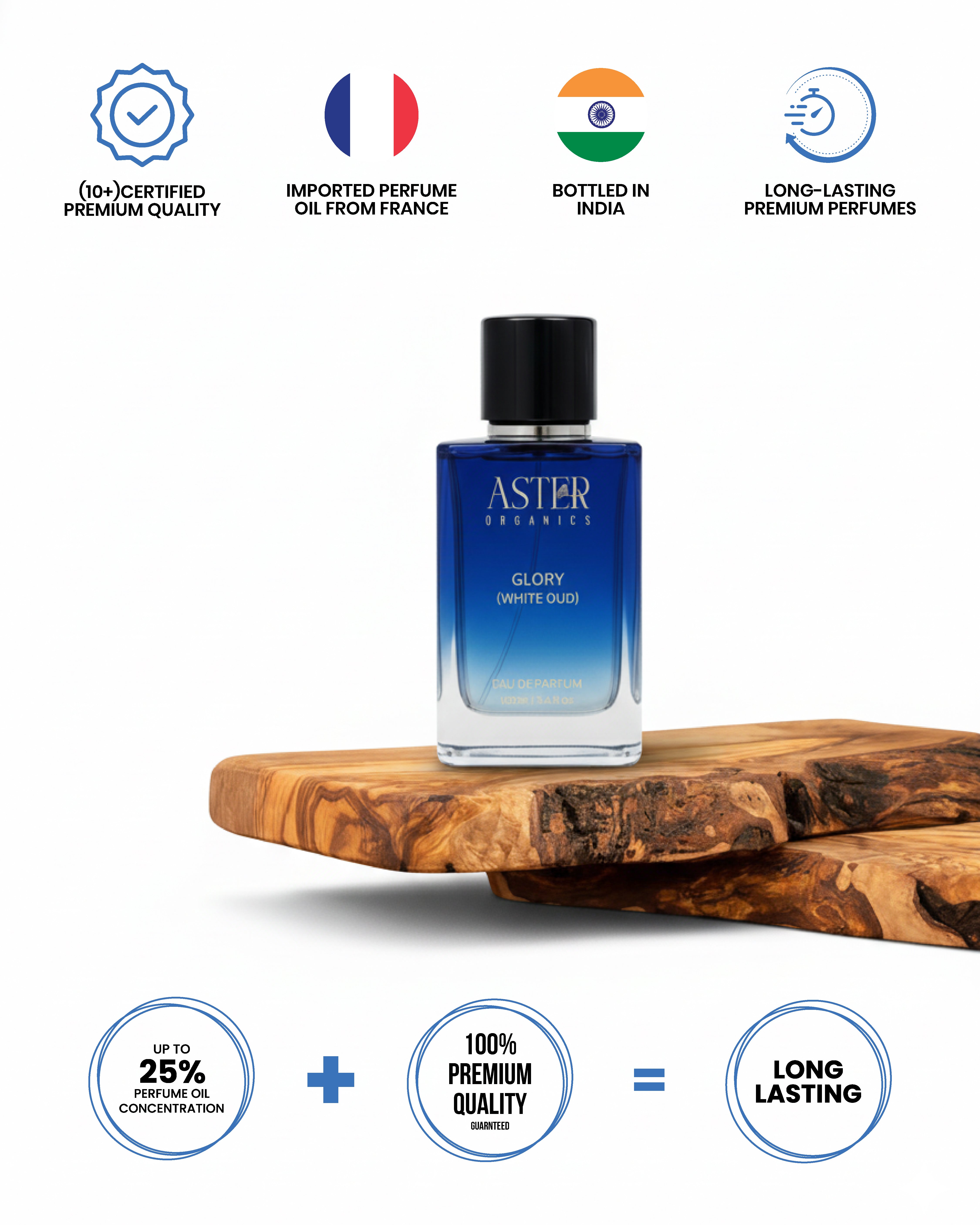 White Oud EDP perfume bottle, Glory 100ml