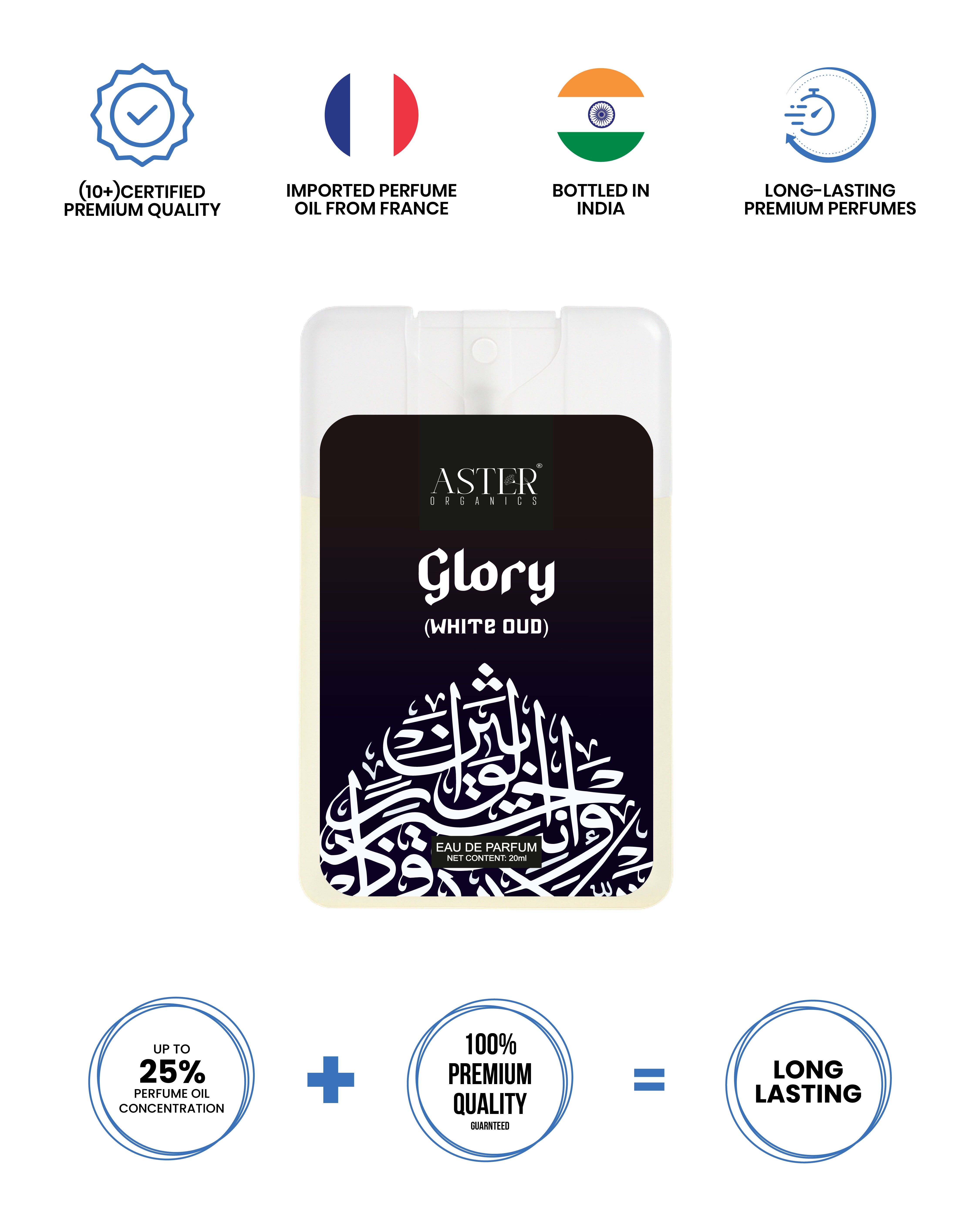 White Oud pocket perfume bottle, Glory brand, 20ml