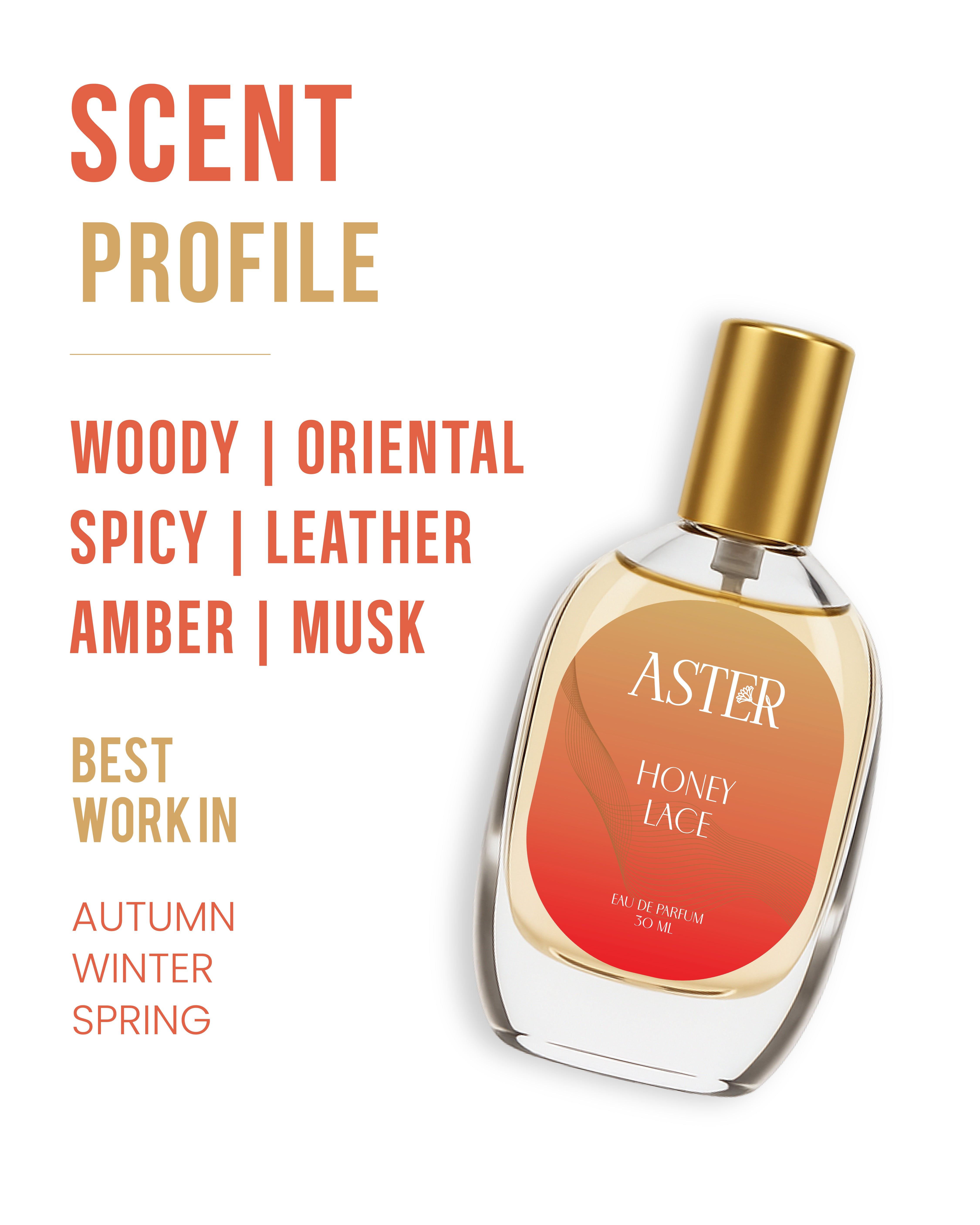 Bottle of 30ml 100% organic honey lace for oud perfume.