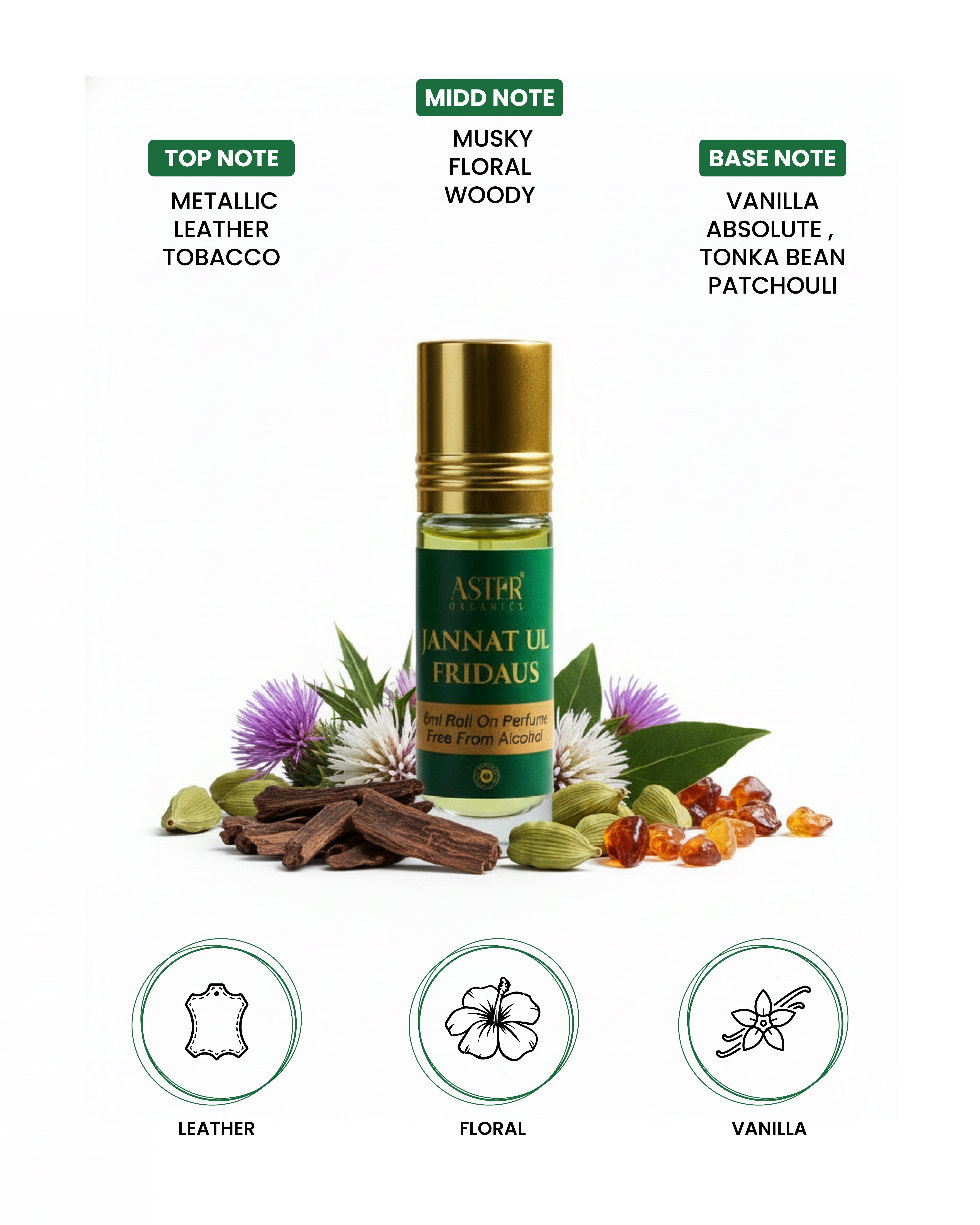Jannat Ul Firdaus attar perfume bottle, 6ml