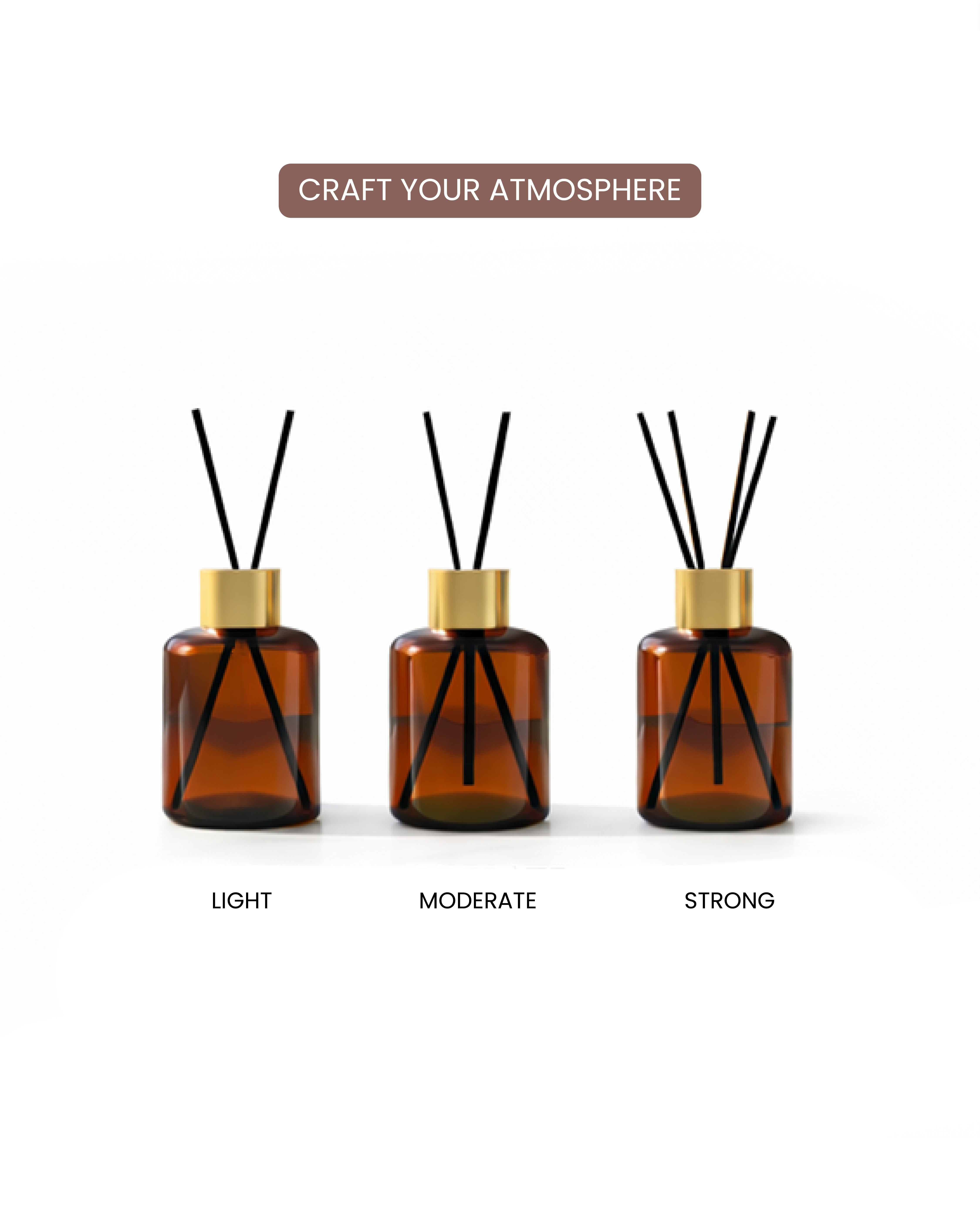 Lavish Rose reed diffuser set with rose-scented oil and rattan reeds in an elegant glass bottle.