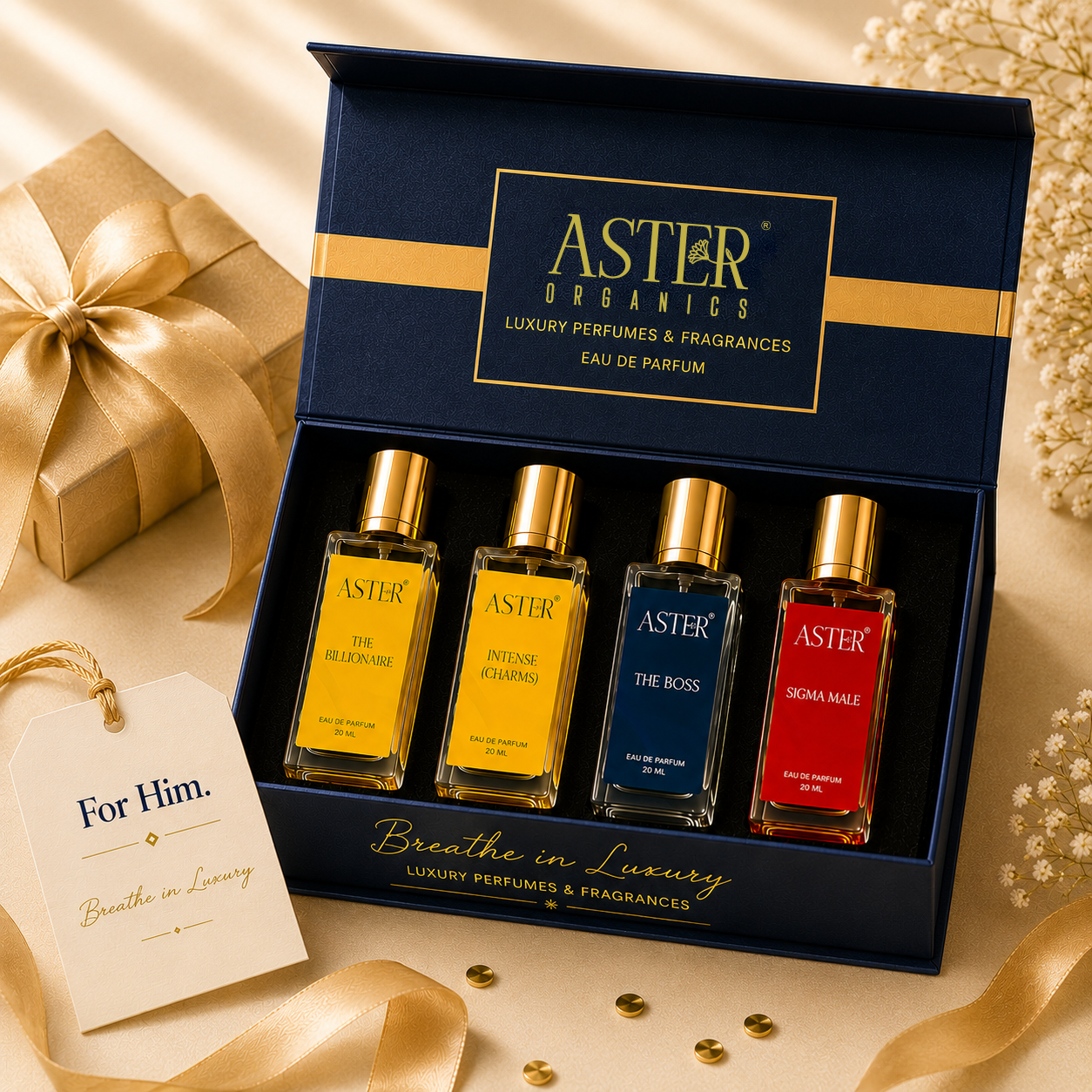 Aster Organics Couple Collection Luxury Perfume Gift Box 4 x 20ml