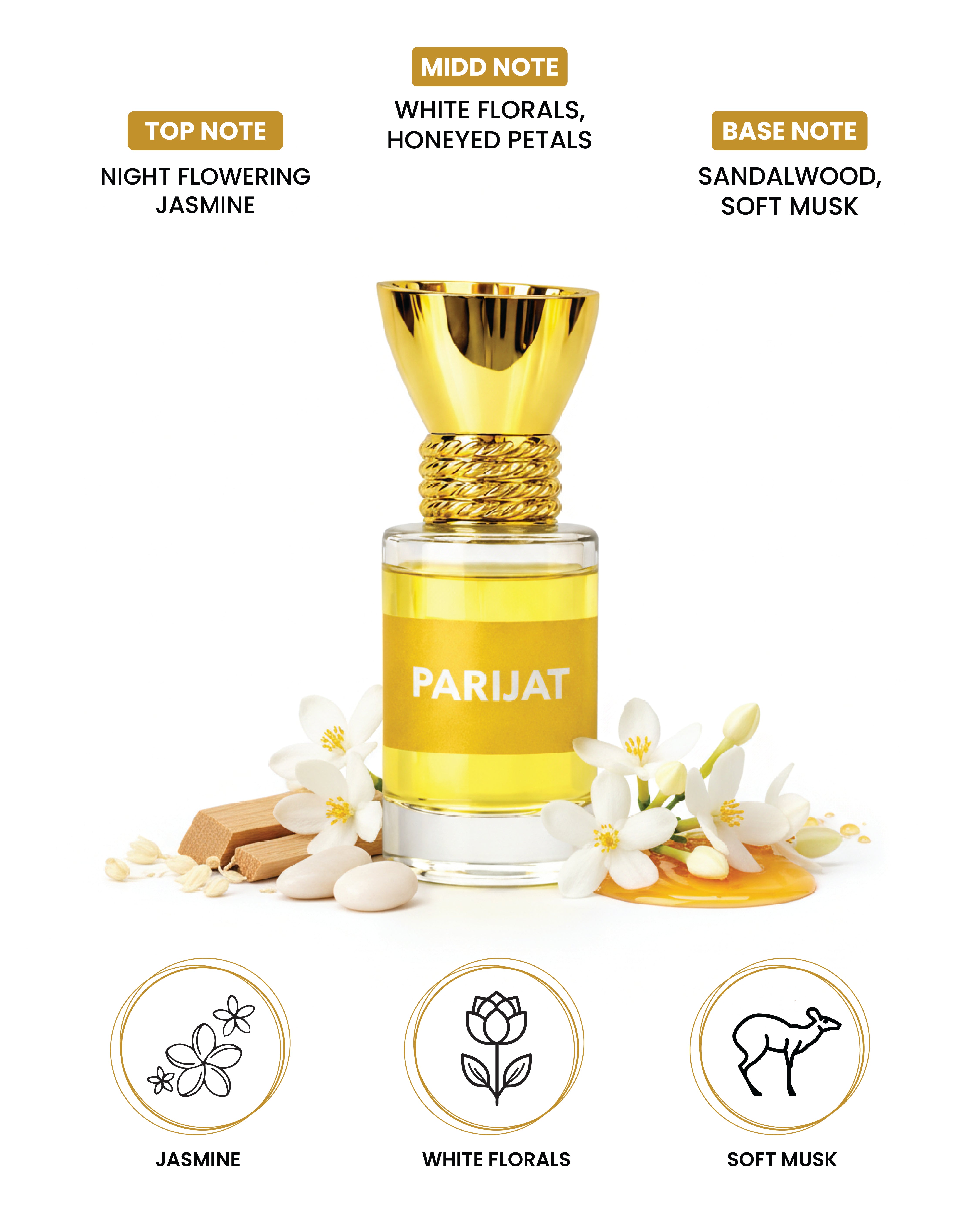 100% Organic Luxury Parijat Attar - 6ml