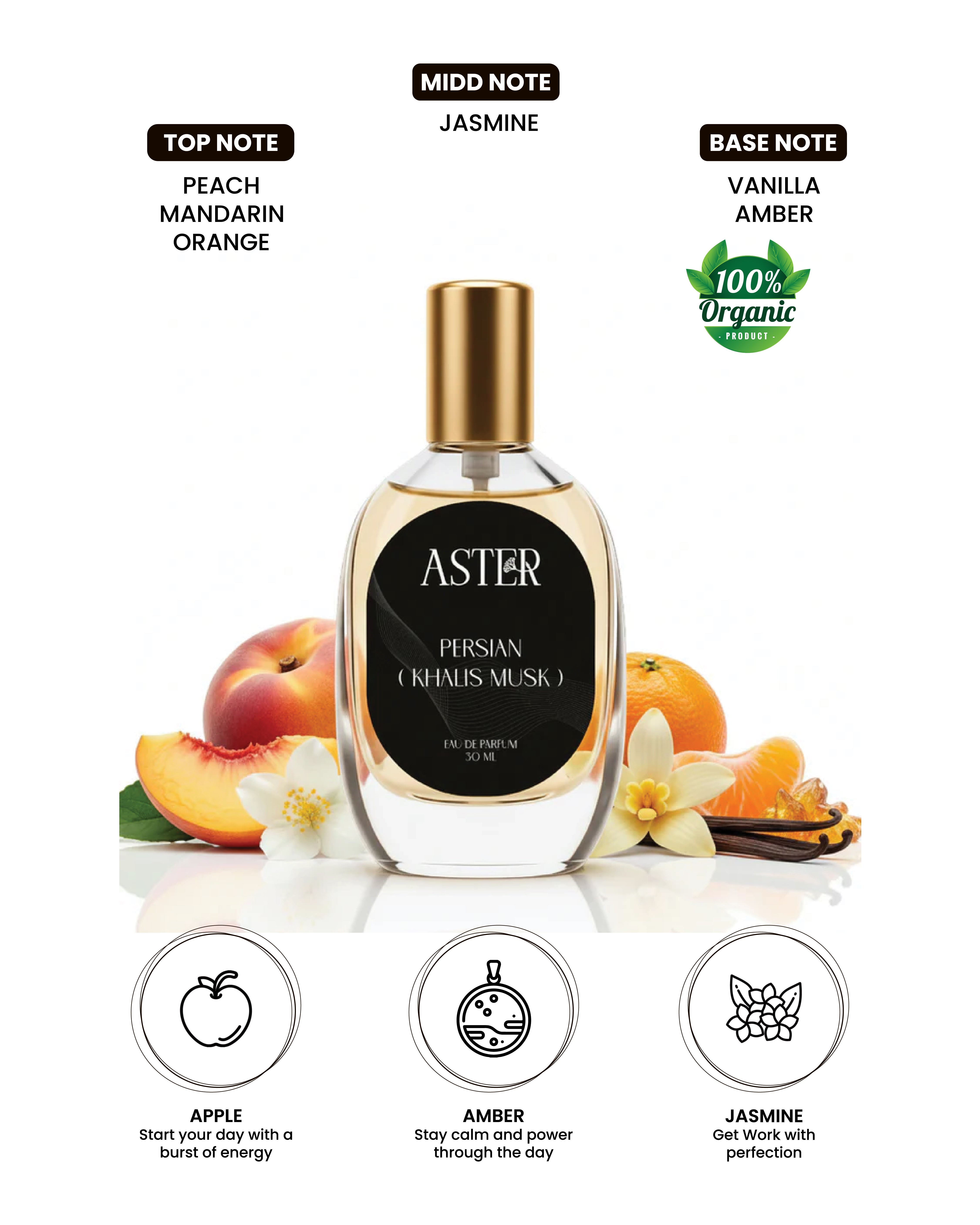 100% Organic Persian unisex fragrance, 30ml bottle
