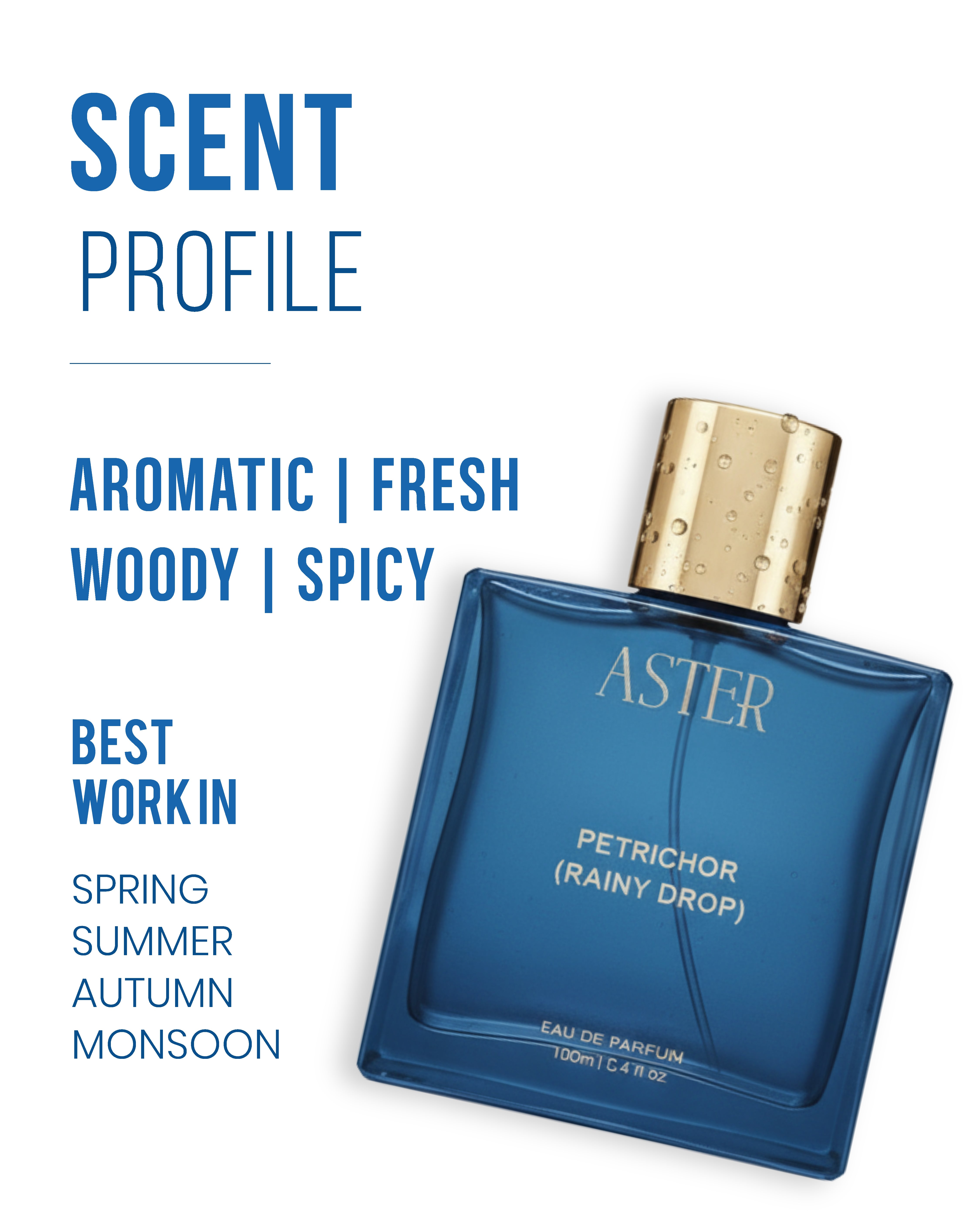 Petrichor (Rainy Drop) EDP for Men 100ml - Aster Organics