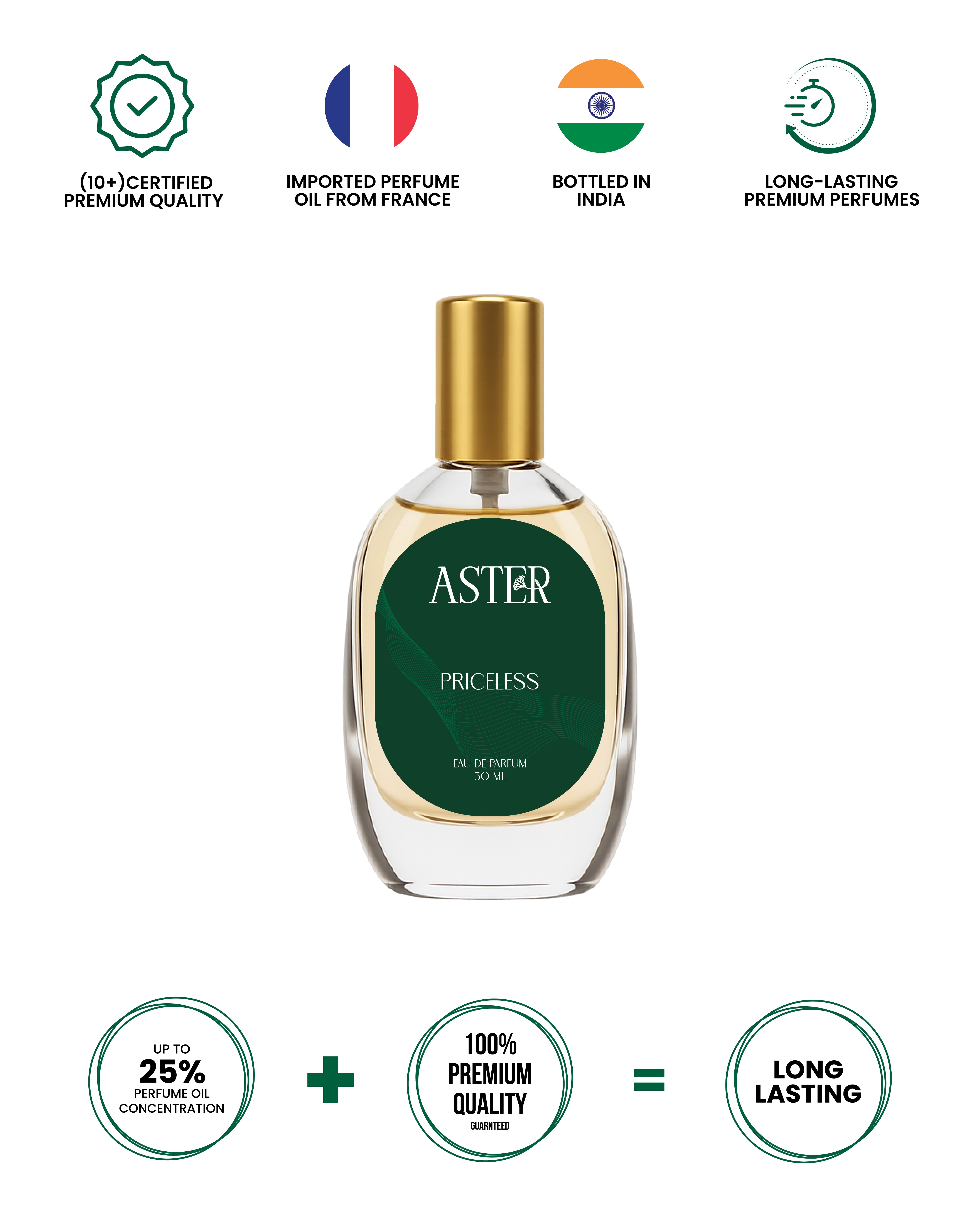 Unisex 30ml organic Priceless fragrance bottle, likely showing the product packaging or the liquid itself.