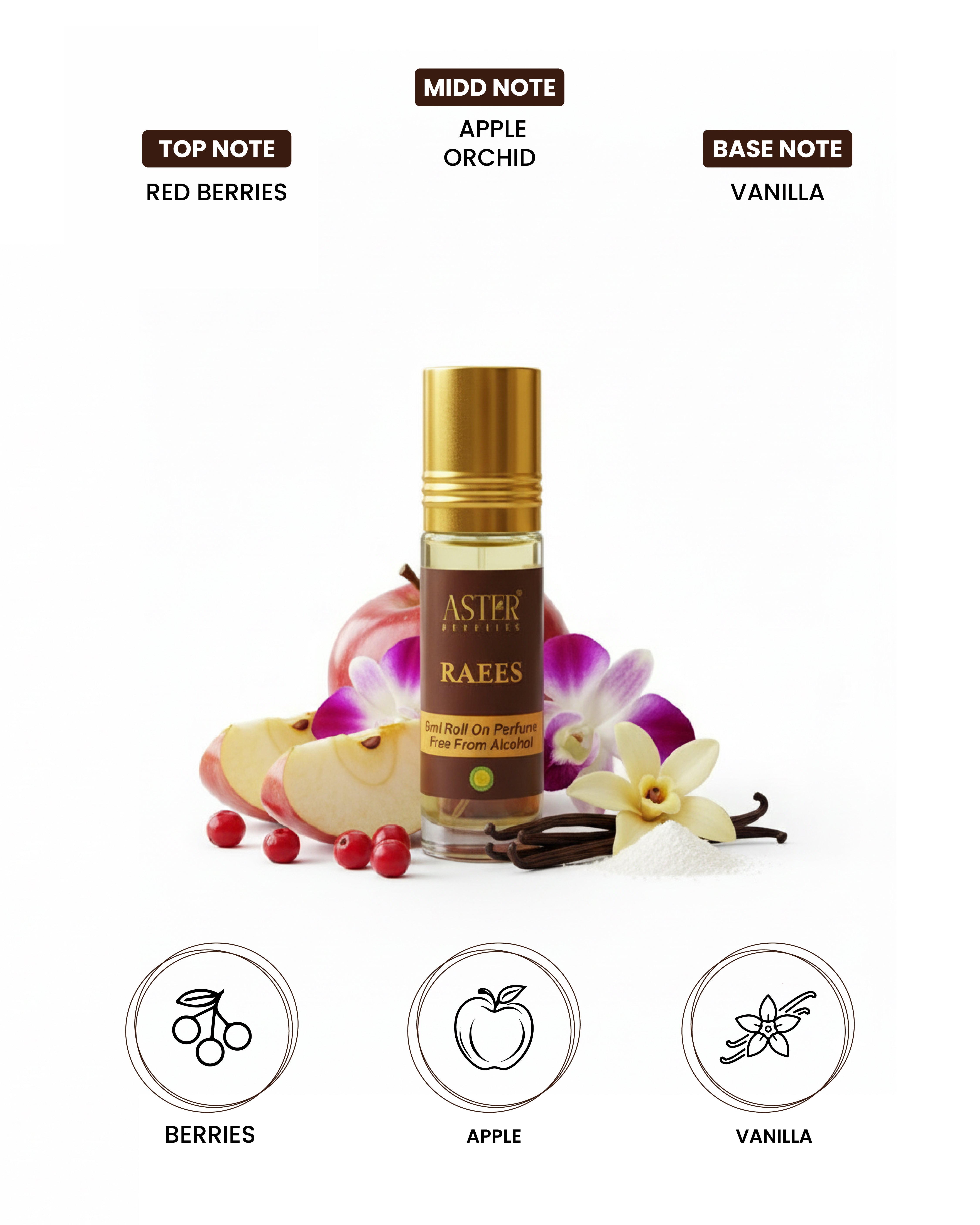 Raees Attar 6ml perfume bottle with ornate gold cap and label
