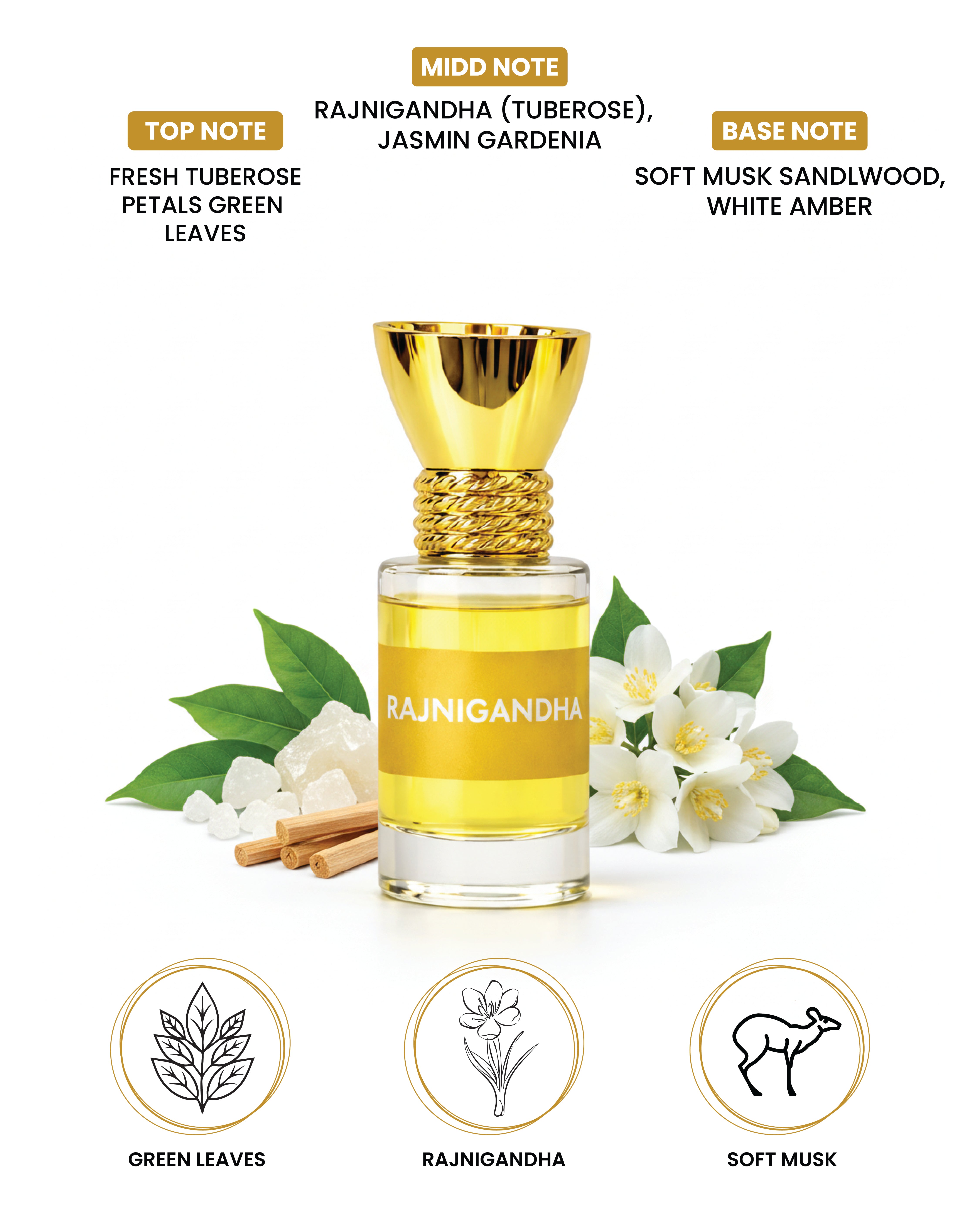 100% Organic Luxury Rajnigandha Attar - 6ml