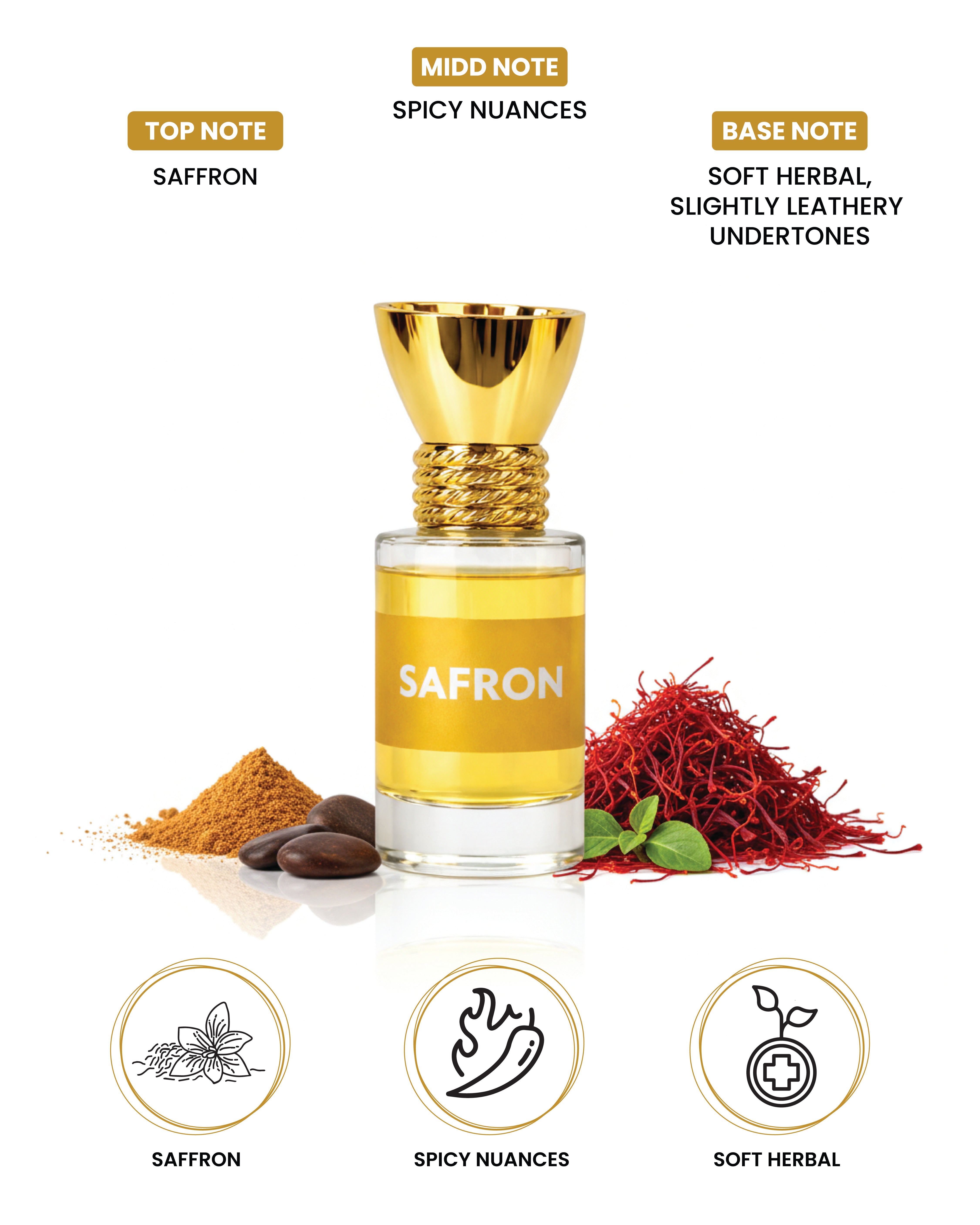 100% Organic Luxury Safron Attar - 6ml