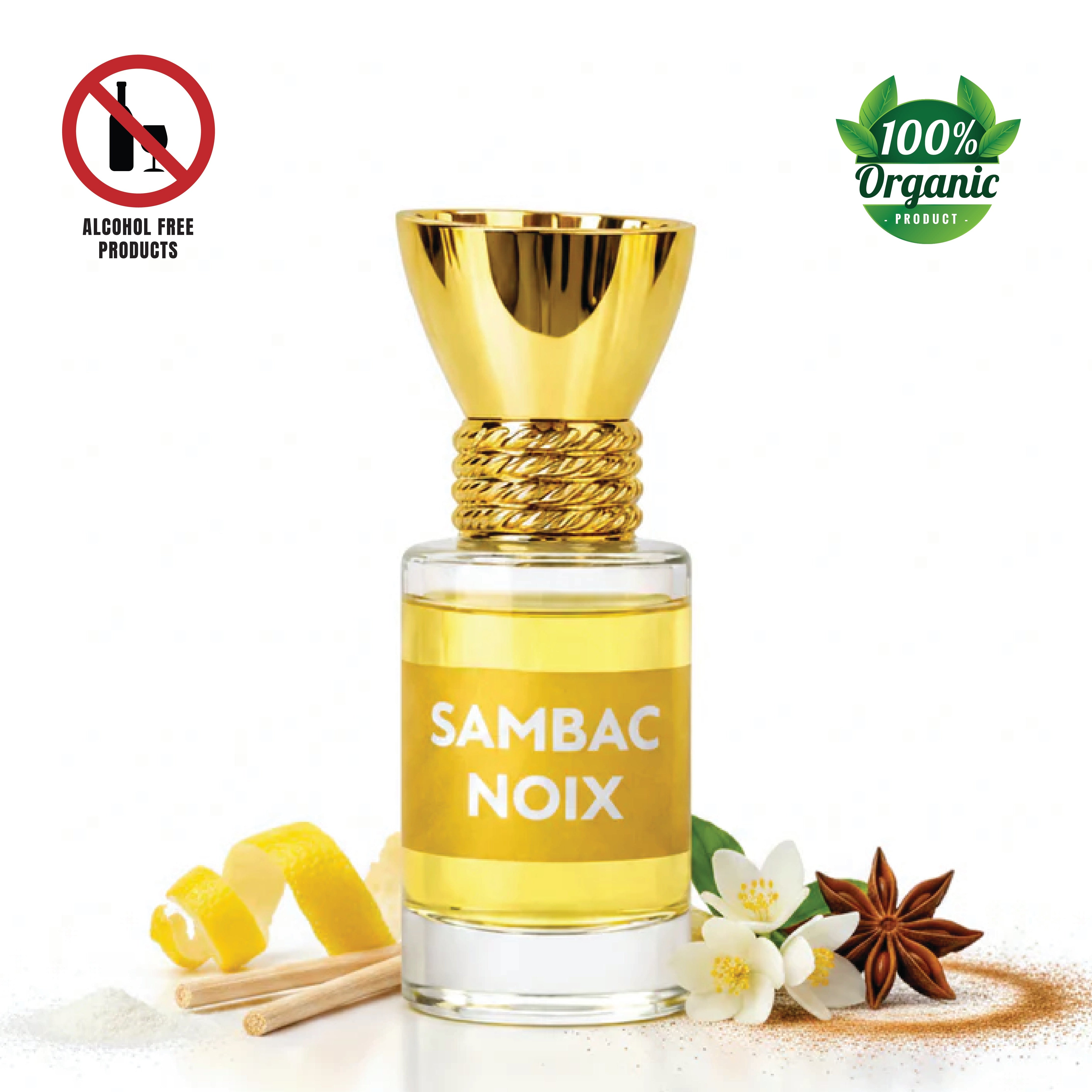 100% Organic Luxury Sambac Noix Attar - 6ml