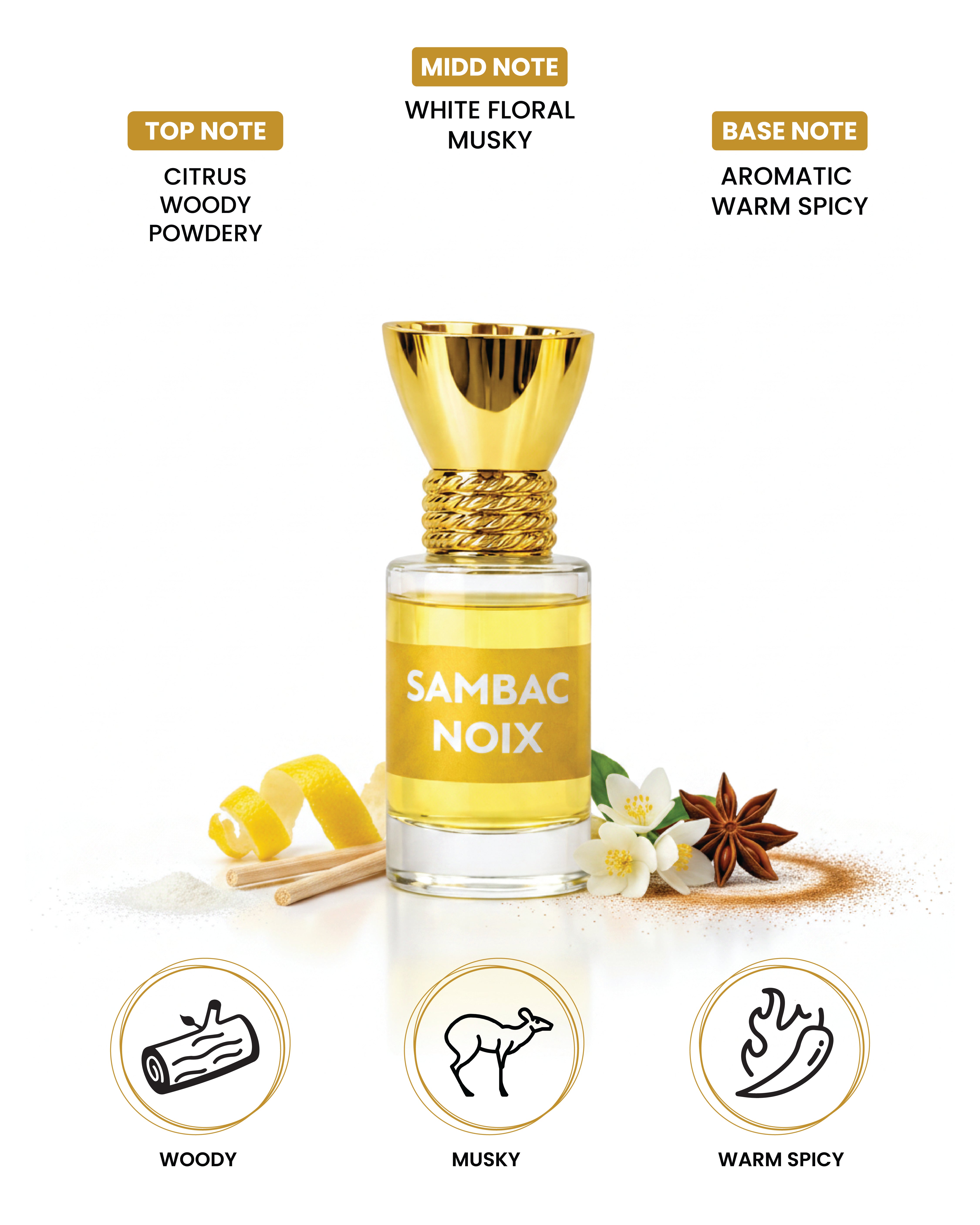 100% Organic Luxury Sambac Noix Attar - 6ml