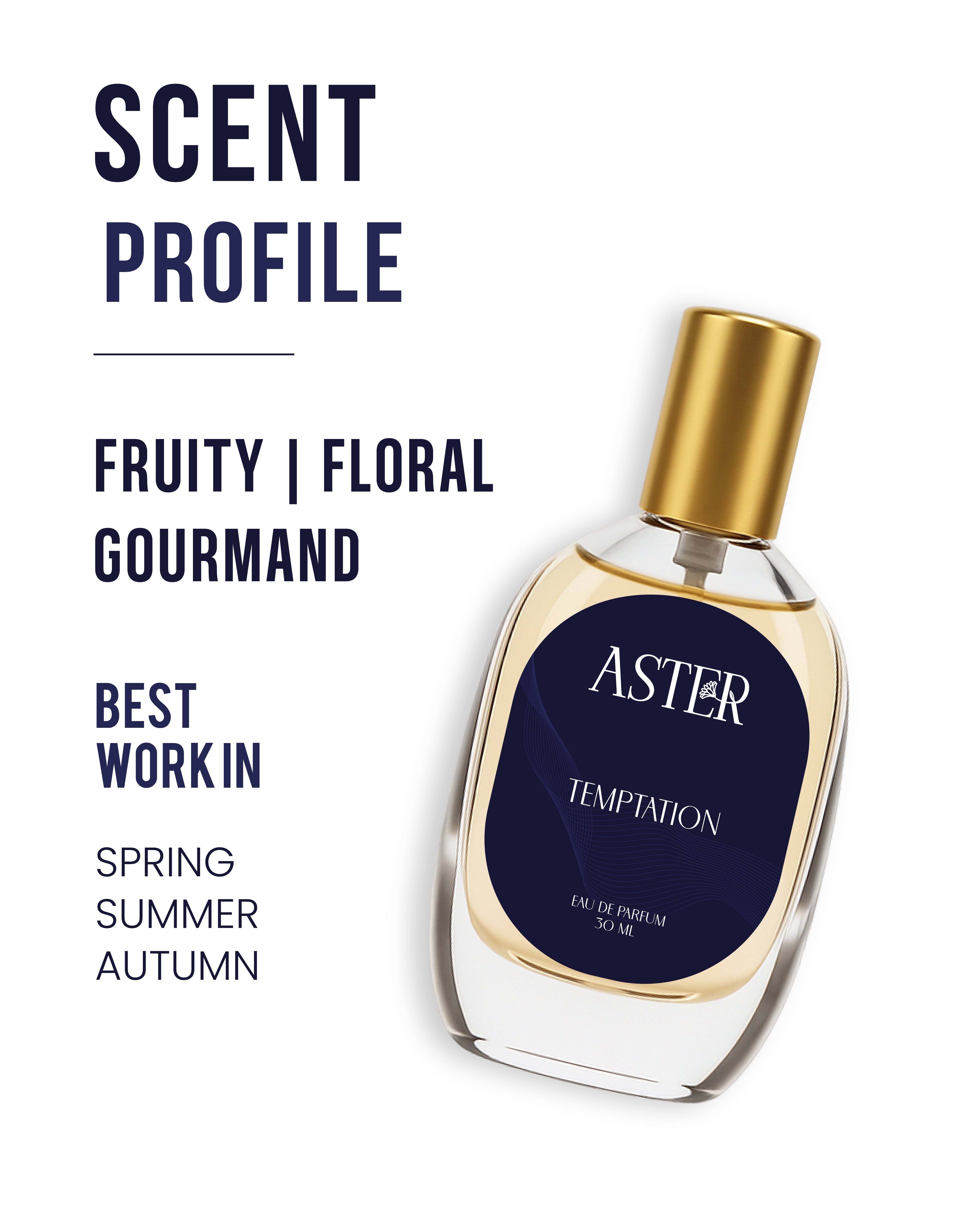 Bottle of 30ml unisex organic fragrance, Temptation