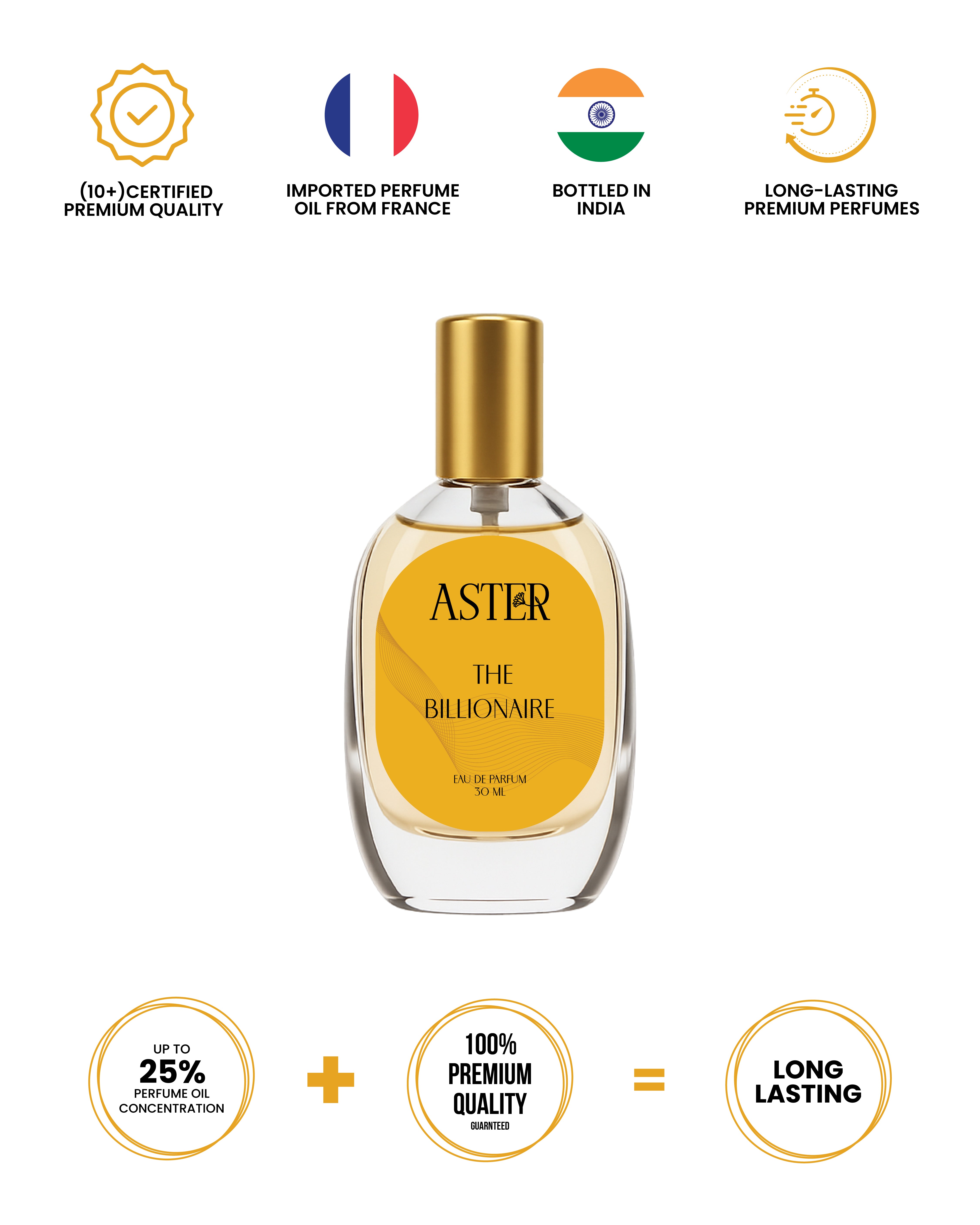 Bottle of The Billionaire for Men 30ml organic cologne