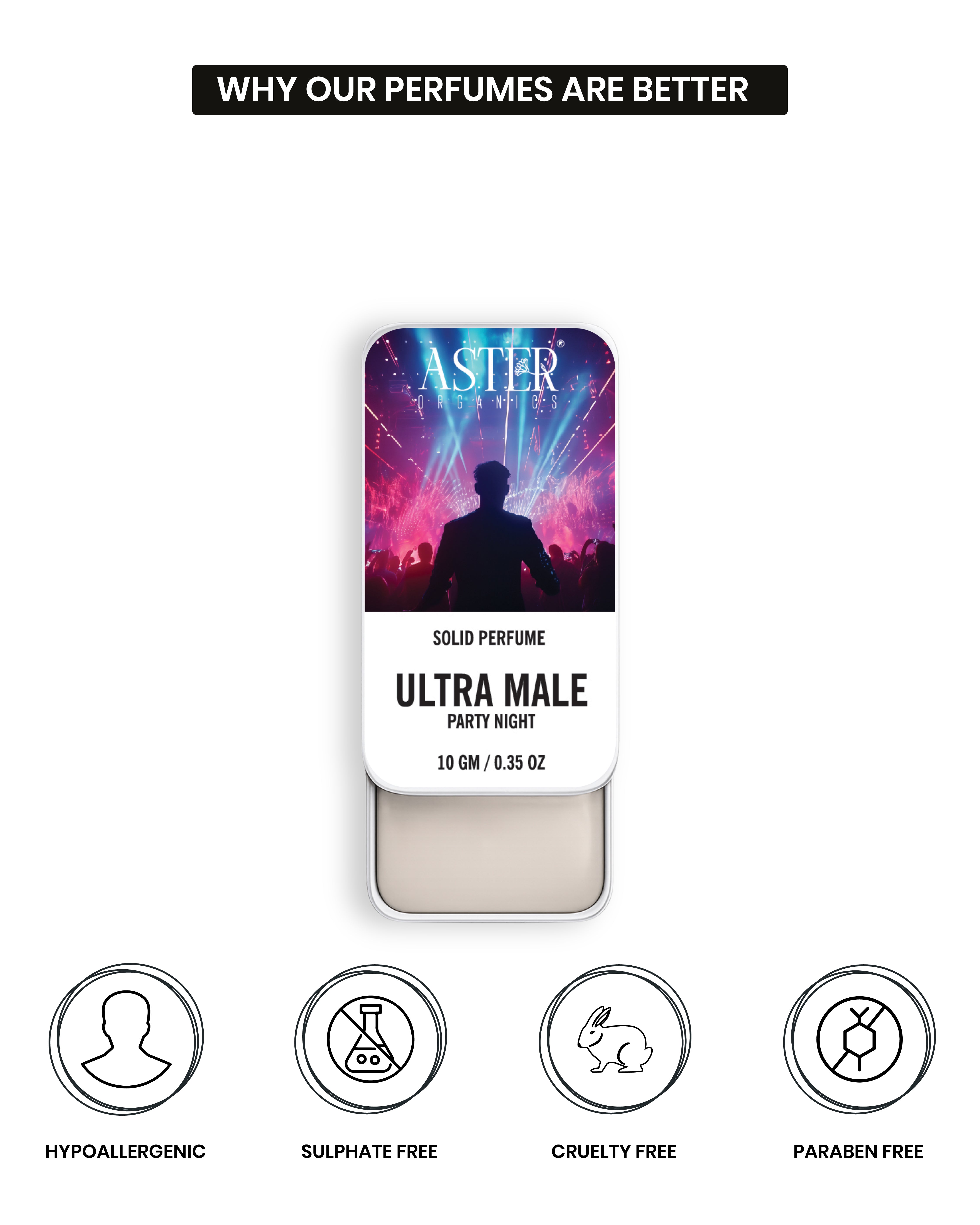 Solid perfume tin for Ultra Male Party Night men's fragrance