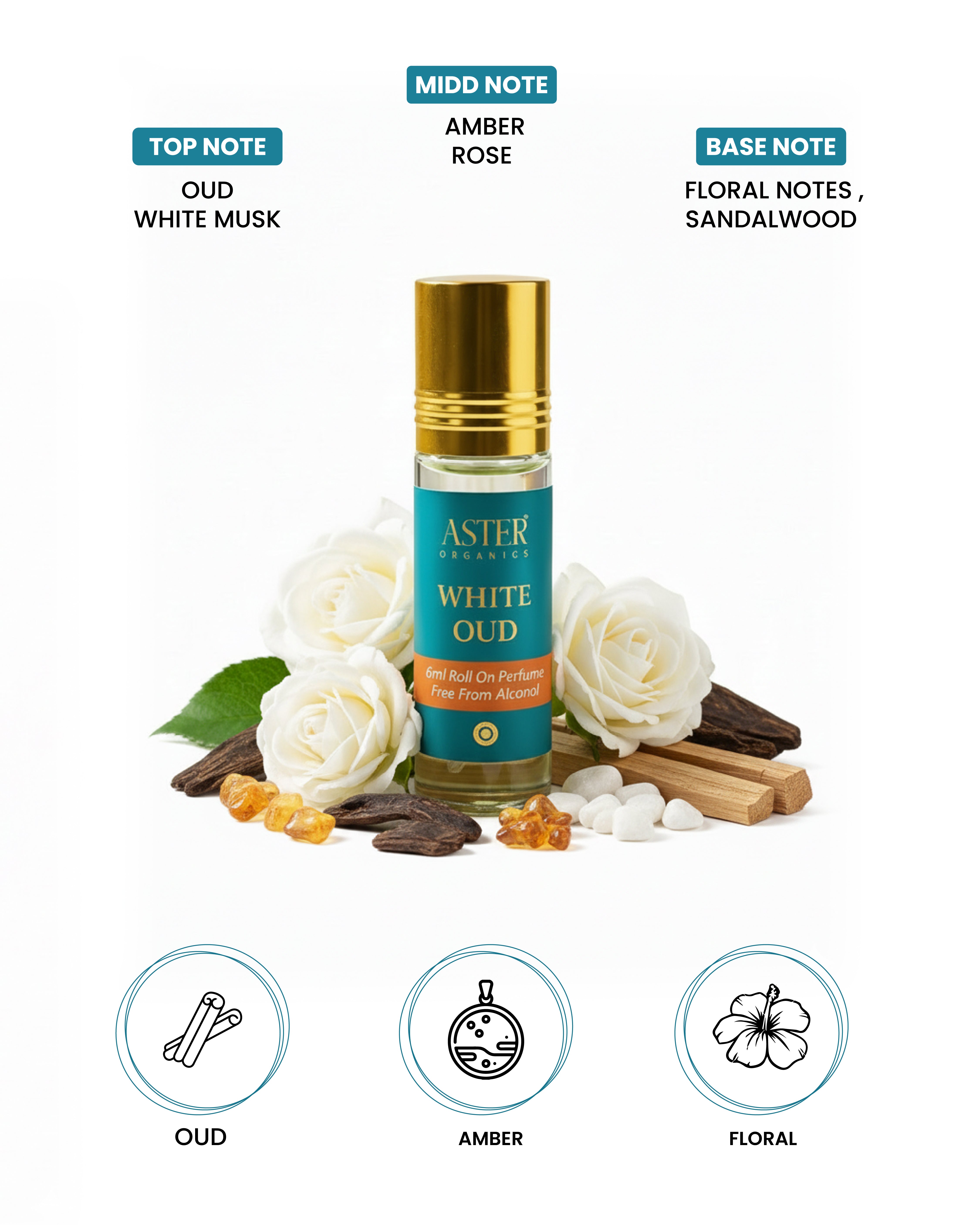 6ml bottle of White Oud Attar perfume