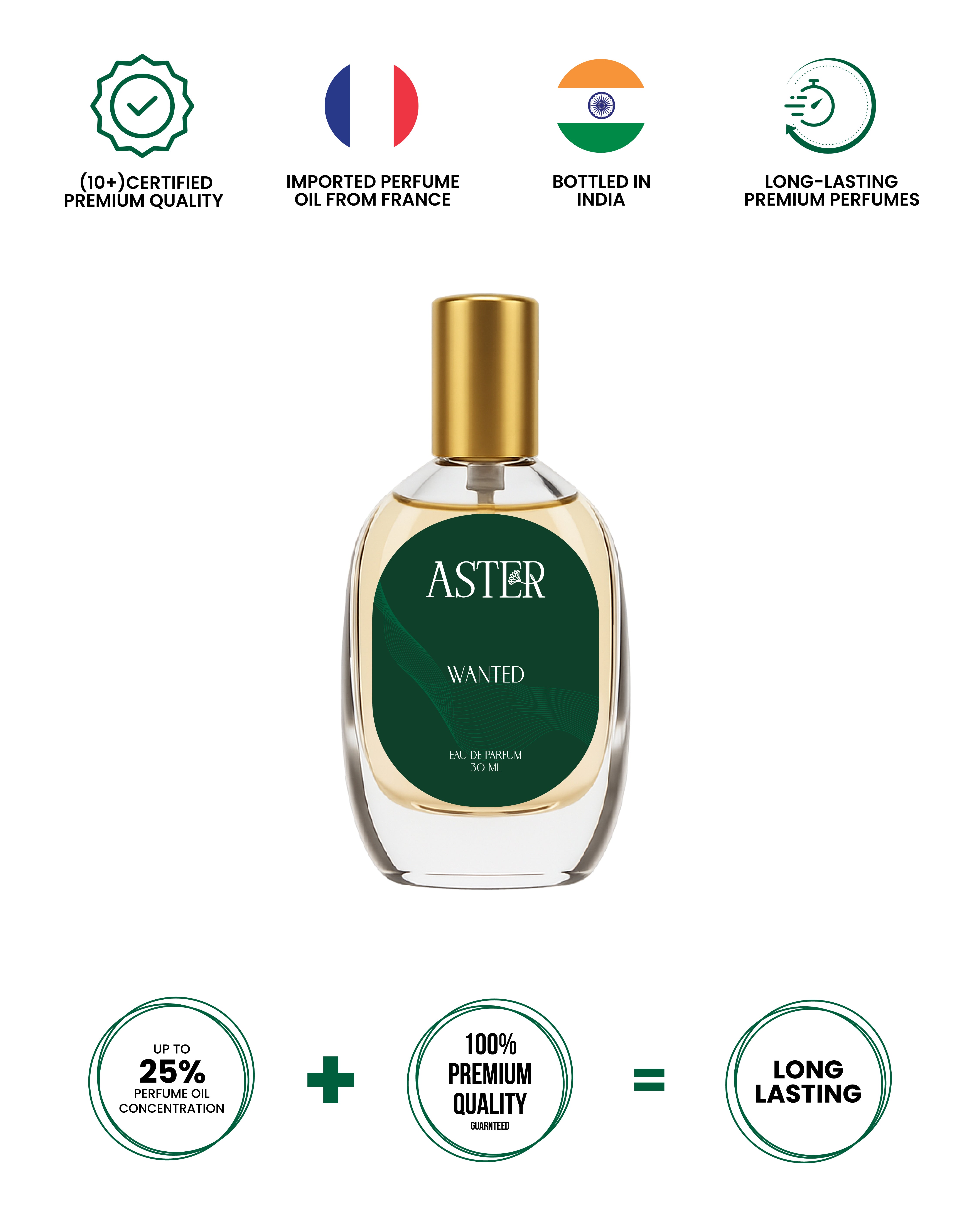 Bottle of 100% Organic Wanted unisex 30ml fragrance