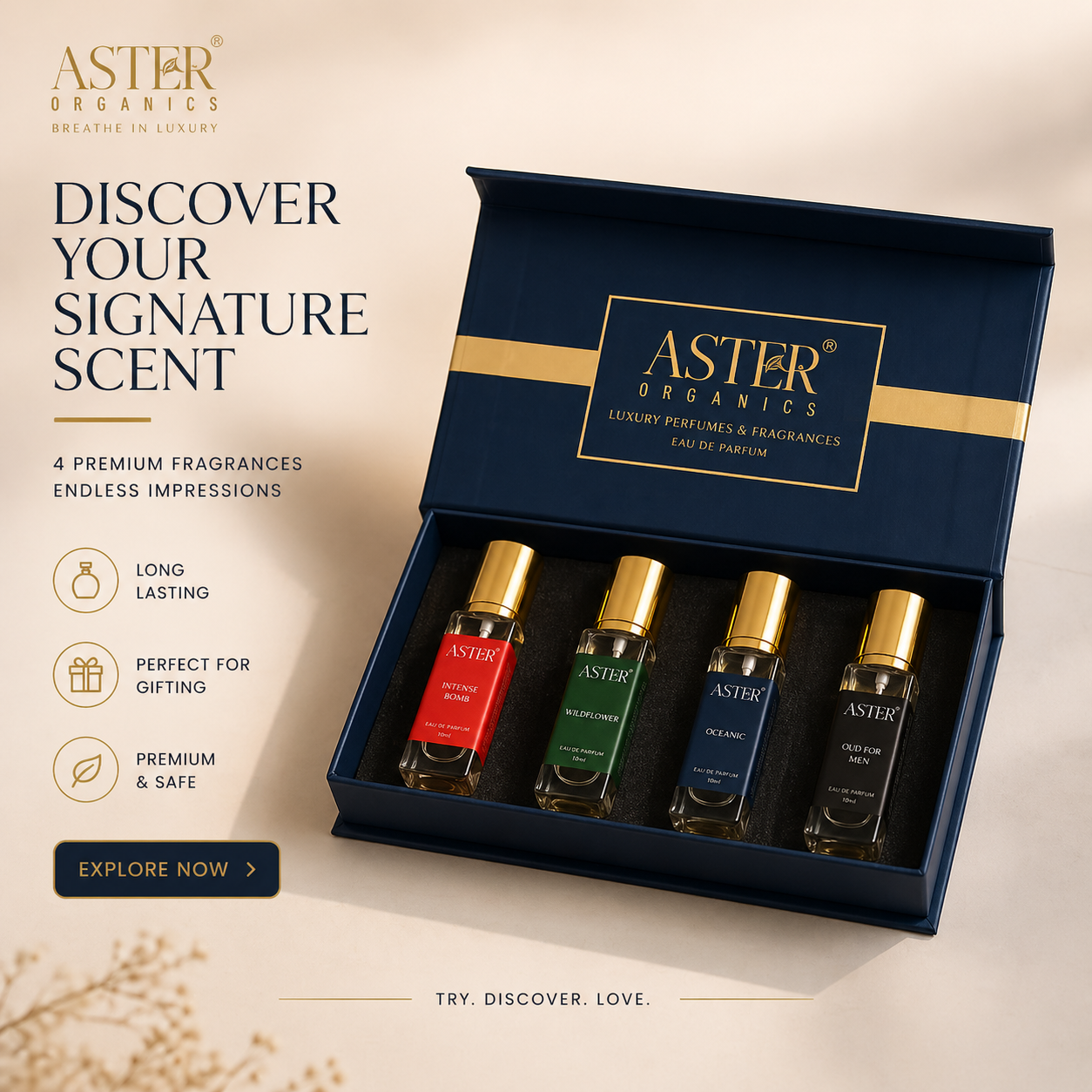 Customised Luxury Perfume Blue Gift Box - 4 x 20ml